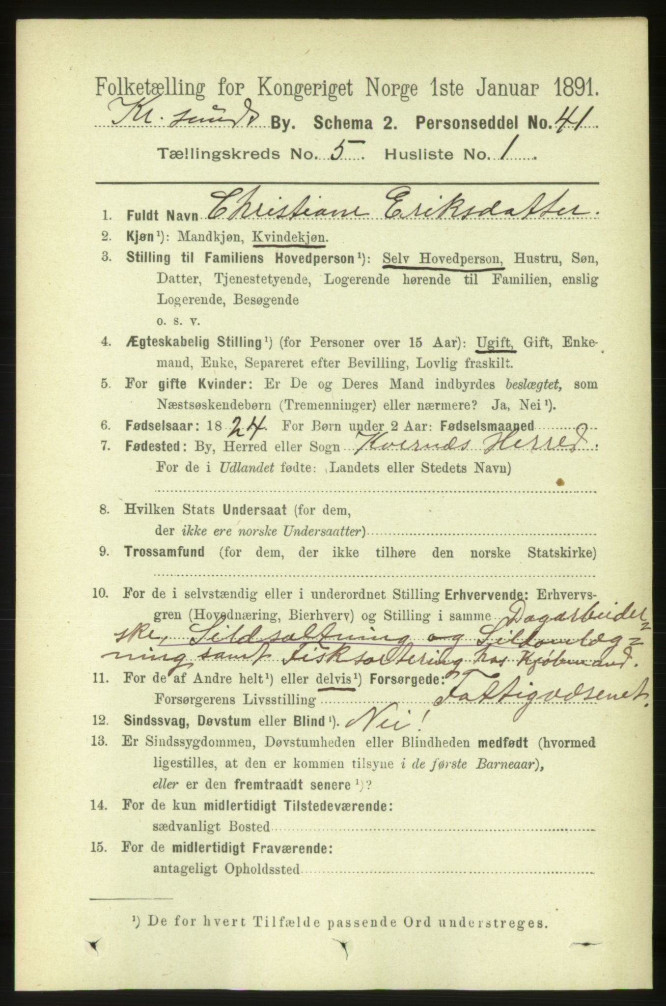 RA, 1891 census for 1503 Kristiansund, 1891, p. 4291