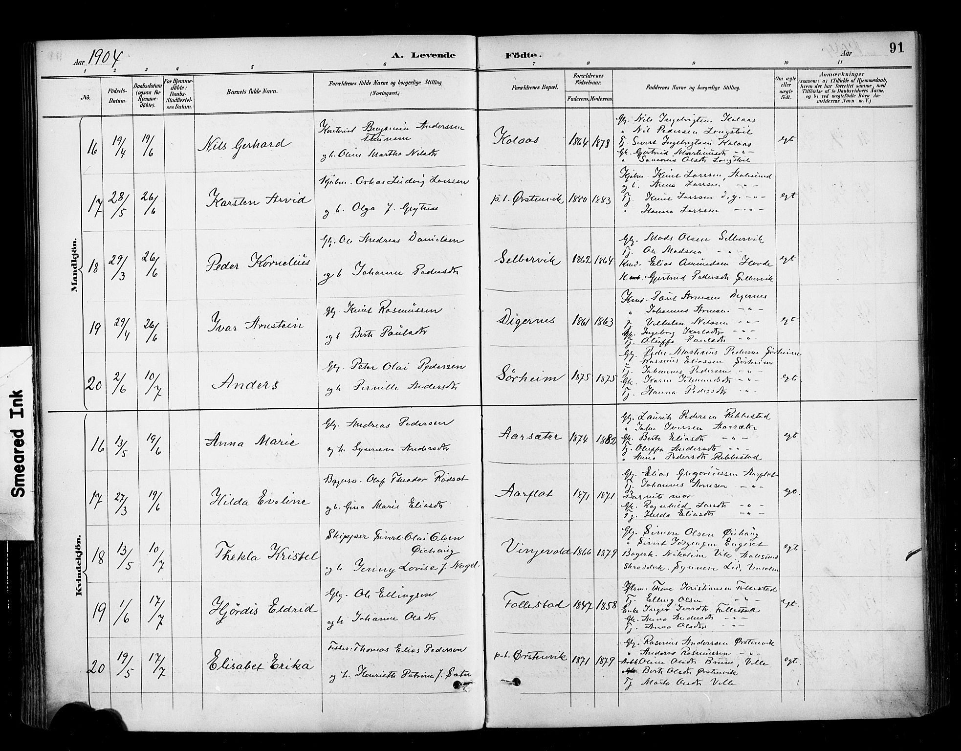 Ministerialprotokoller, klokkerbøker og fødselsregistre - Møre og Romsdal, AV/SAT-A-1454/513/L0177: Parish register (official) no. 513A04, 1890-1906, p. 91