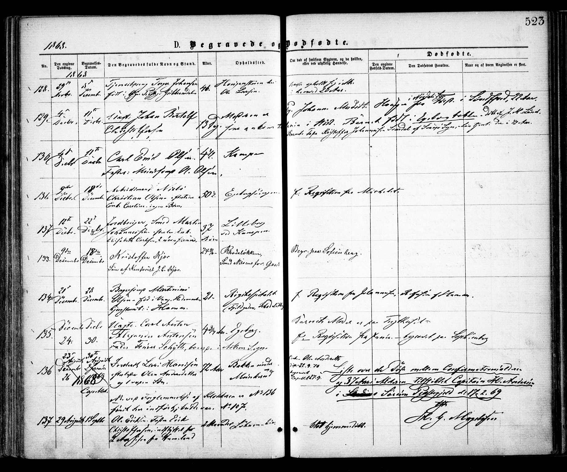 Østre Aker prestekontor Kirkebøker, SAO/A-10840/F/Fa/L0001: Parish register (official) no. I 1, 1861-1869, p. 523