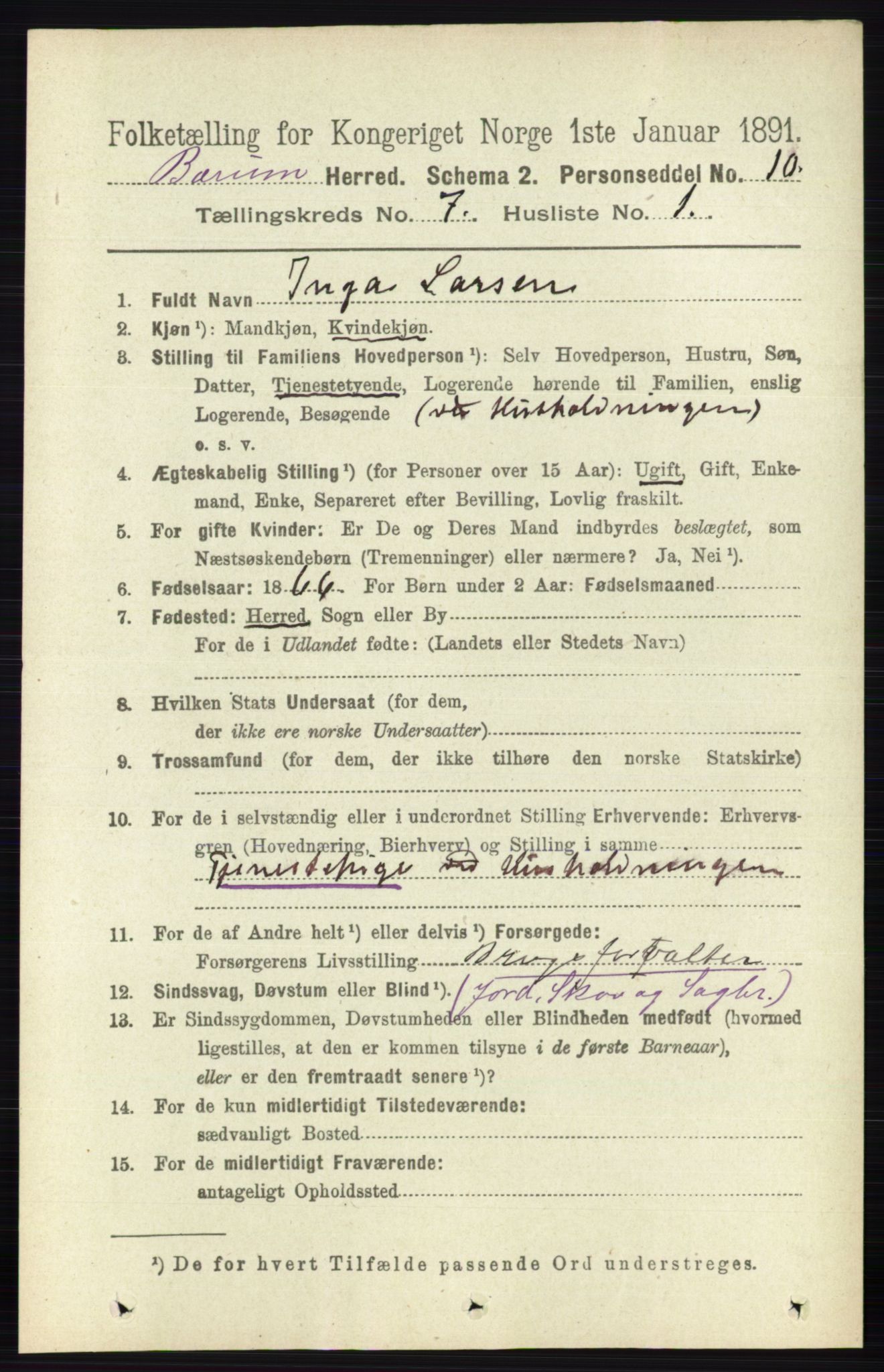 RA, 1891 census for 0219 Bærum, 1891, p. 4089