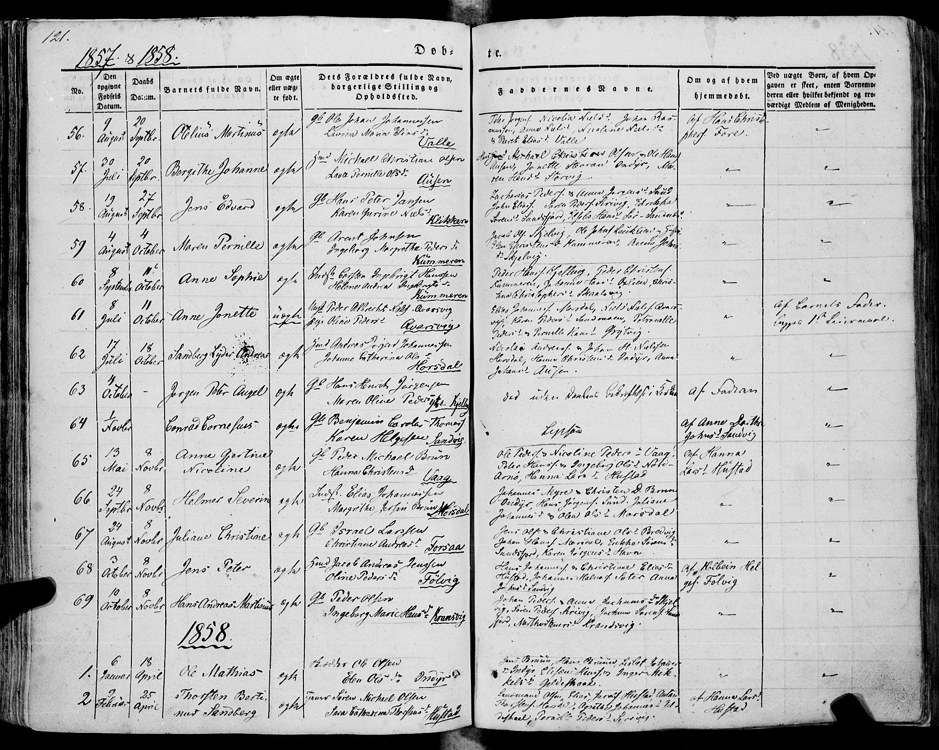 Ministerialprotokoller, klokkerbøker og fødselsregistre - Nordland, SAT/A-1459/805/L0097: Parish register (official) no. 805A04, 1837-1861, p. 121
