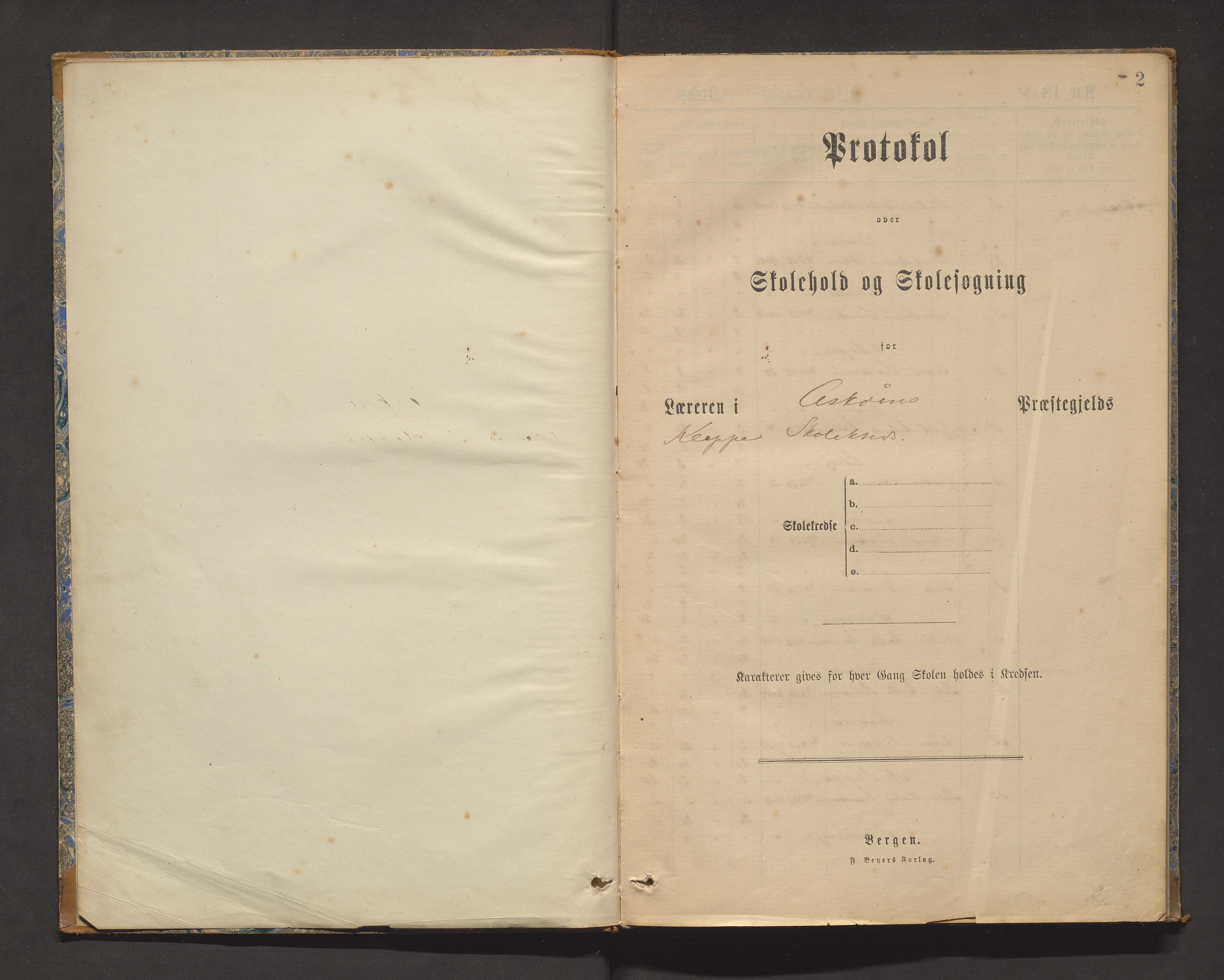 Askøy kommune. Barneskulane, IKAH/1247-231/F/Fb/L0003: Skuleprotokoll for Kleppe krins, 1888-1896