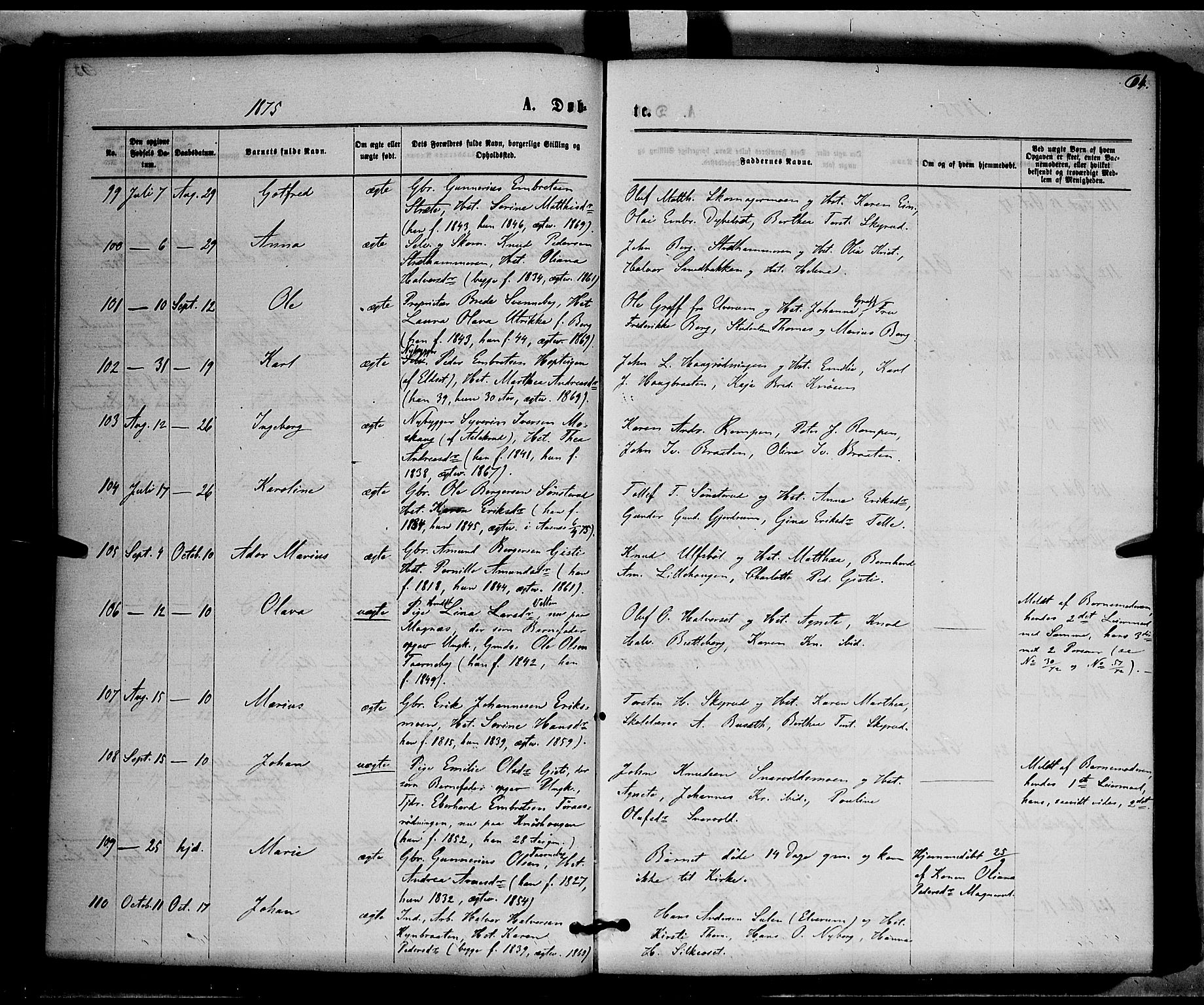 Våler prestekontor, Hedmark, AV/SAH-PREST-040/H/Ha/Haa/L0002: Parish register (official) no. 2, 1867-1878, p. 64