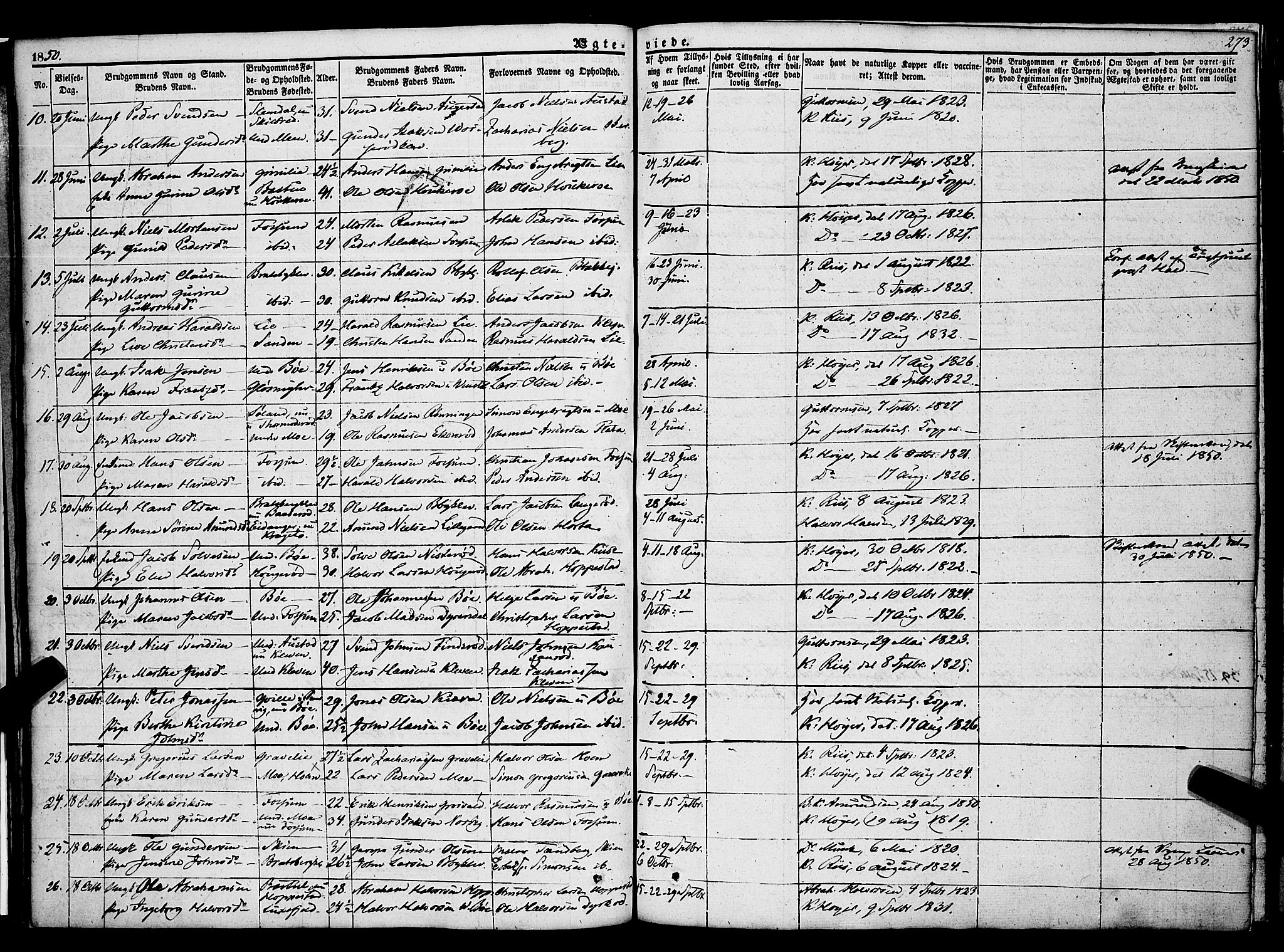 Gjerpen kirkebøker, SAKO/A-265/F/Fa/L0007b: Parish register (official) no. I 7B, 1834-1857, p. 273