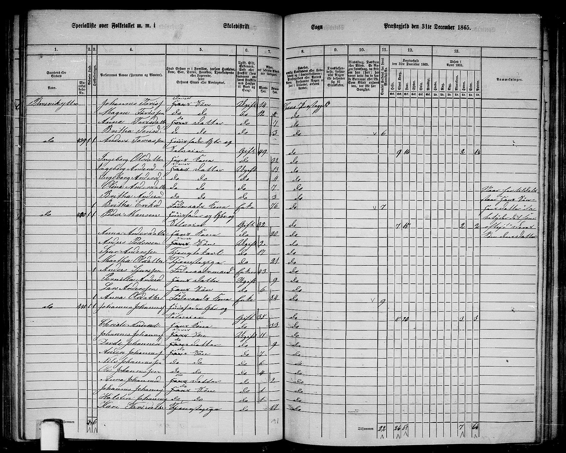 RA, 1865 census for Haus, 1865, p. 173
