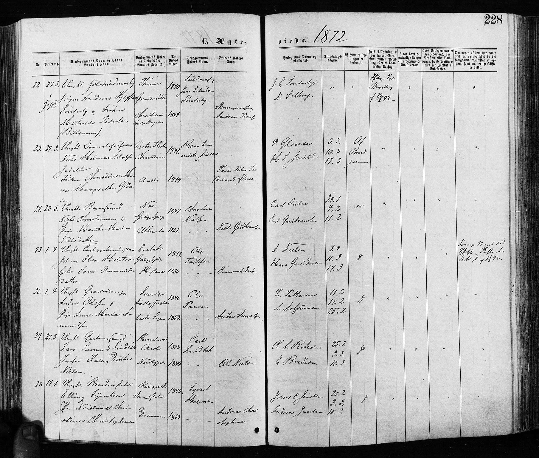 Grønland prestekontor Kirkebøker, AV/SAO-A-10848/F/Fa/L0005: Parish register (official) no. 5, 1869-1880, p. 228