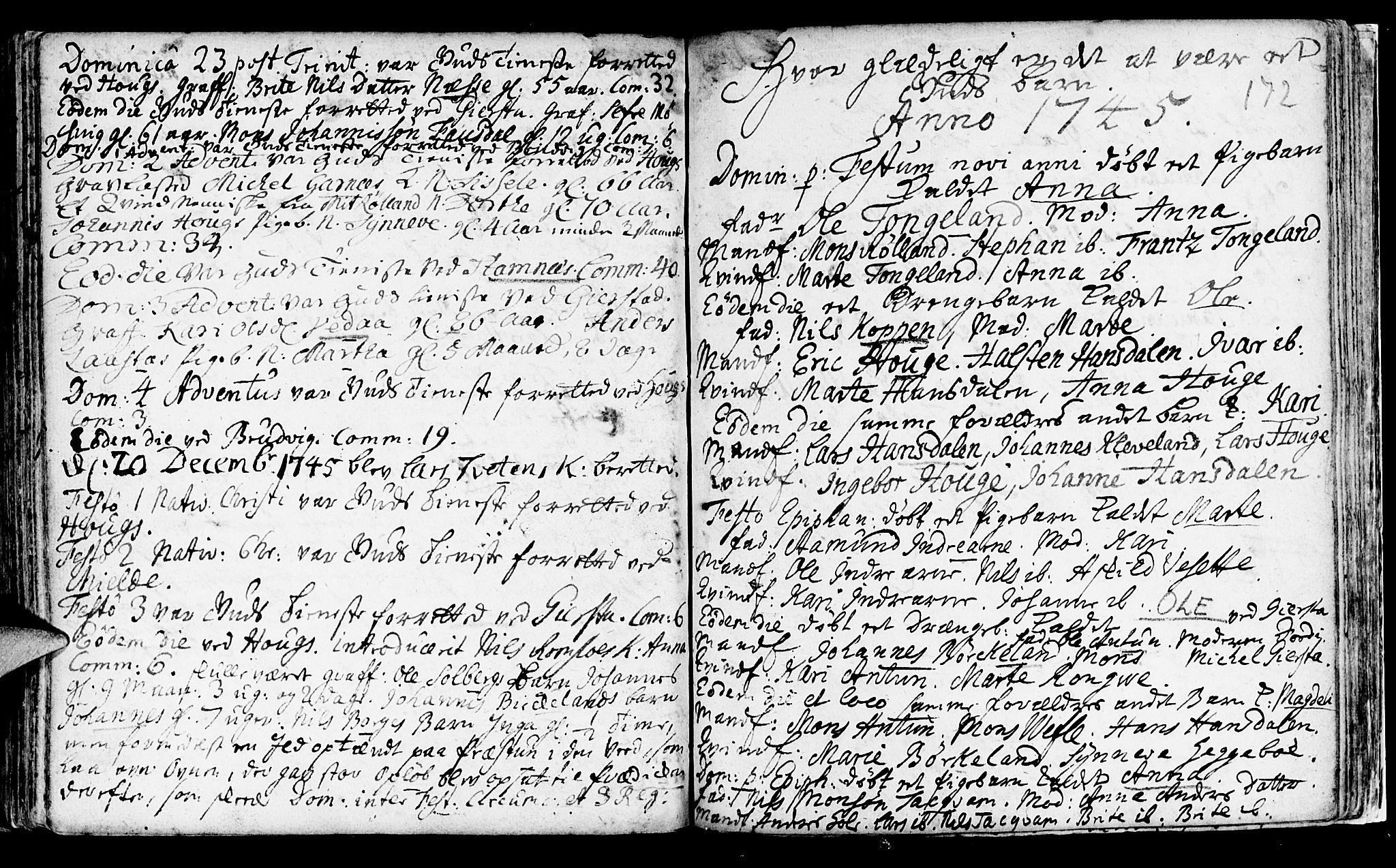 Haus sokneprestembete, SAB/A-75601/H/Haa: Parish register (official) no. A 5, 1733-1747, p. 172