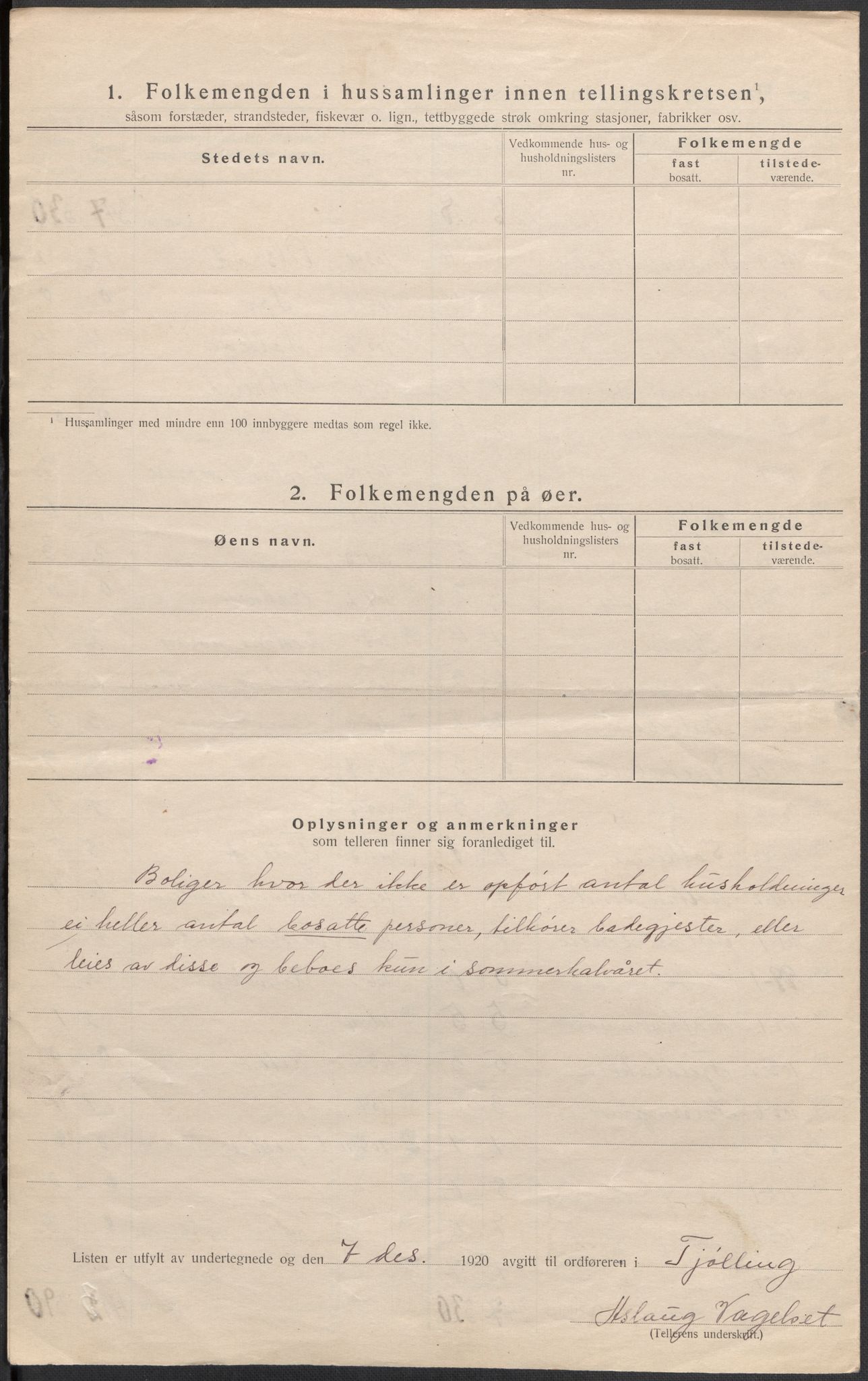 SAKO, 1920 census for Tjølling, 1920, p. 29