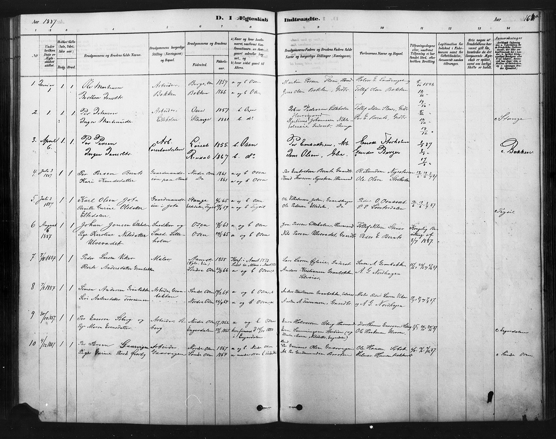 Åmot prestekontor, Hedmark, SAH/PREST-056/H/Ha/Haa/L0012: Parish register (official) no. 12, 1878-1901, p. 168