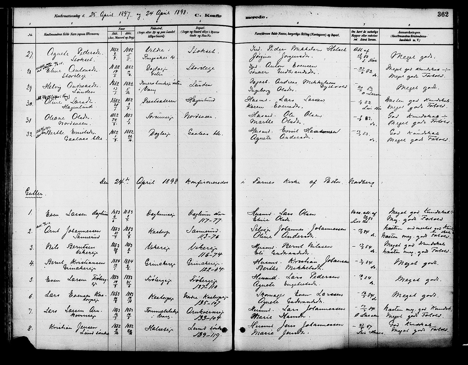 Vang prestekontor, Hedmark, SAH/PREST-008/H/Ha/Haa/L0018B: Parish register (official) no. 18B, 1880-1906, p. 362