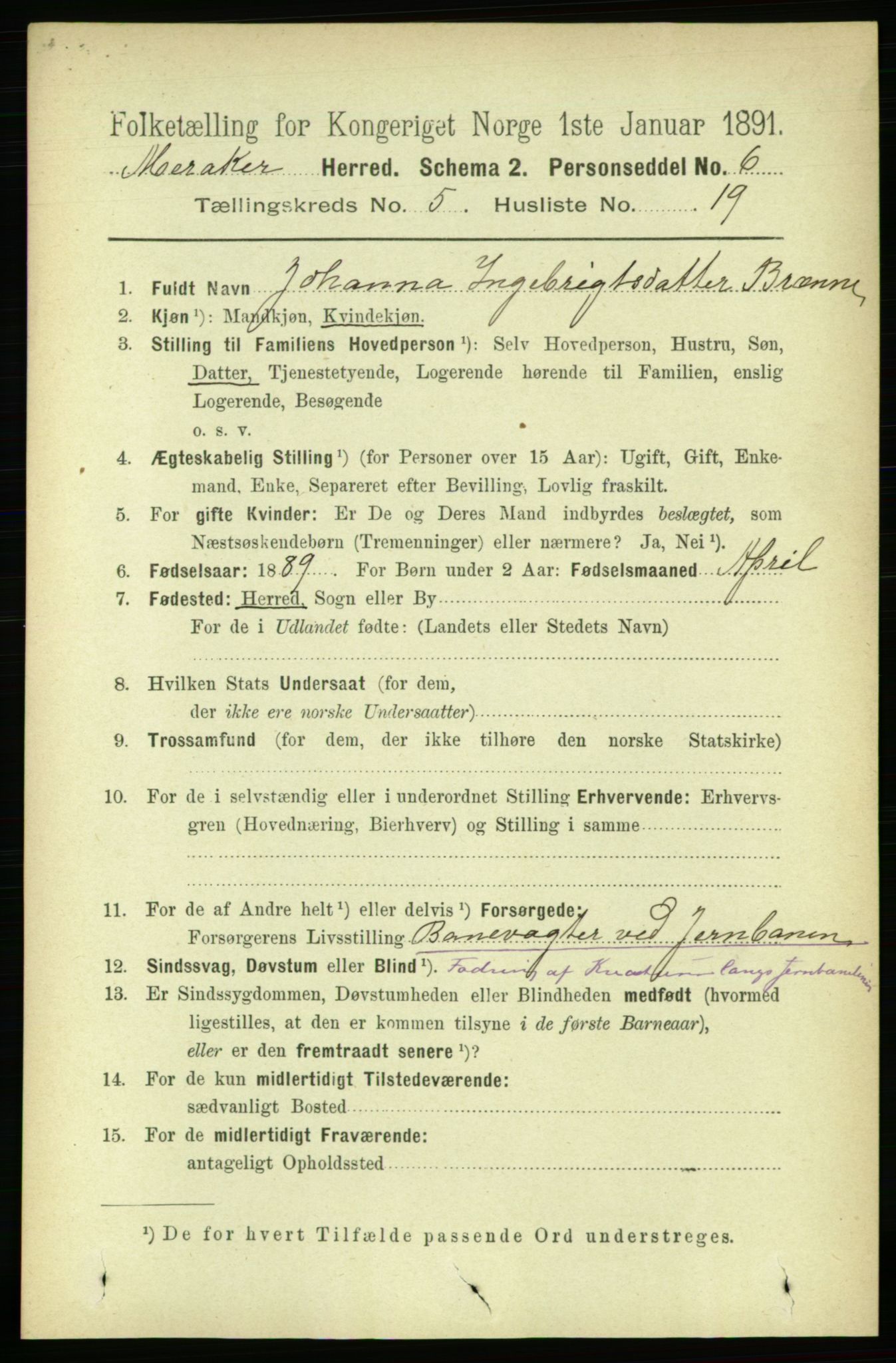 RA, 1891 census for 1711 Meråker, 1891, p. 1998