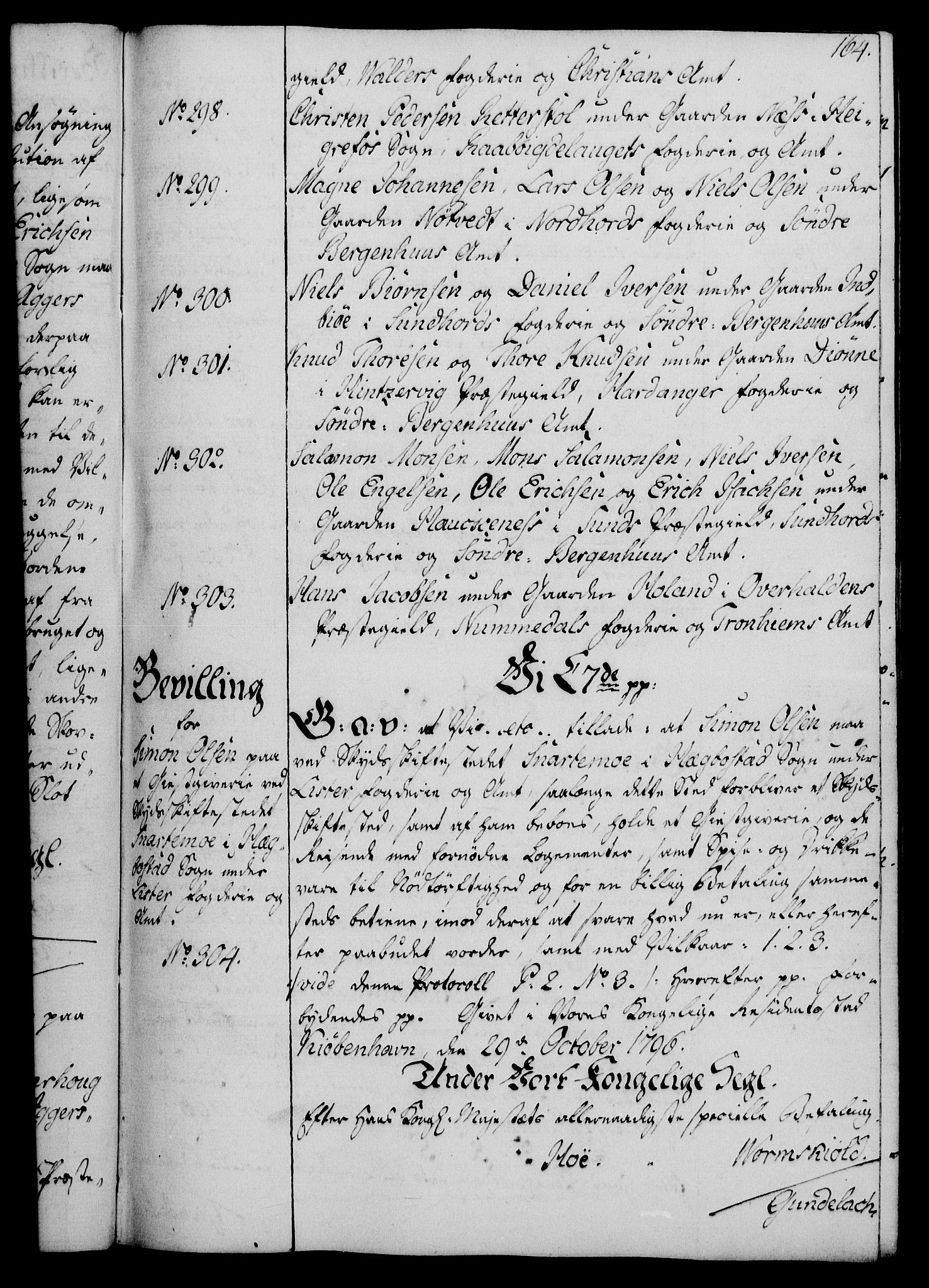 Rentekammeret, Kammerkanselliet, AV/RA-EA-3111/G/Gg/Gga/L0016: Norsk ekspedisjonsprotokoll med register (merket RK 53.16), 1794-1800, p. 164