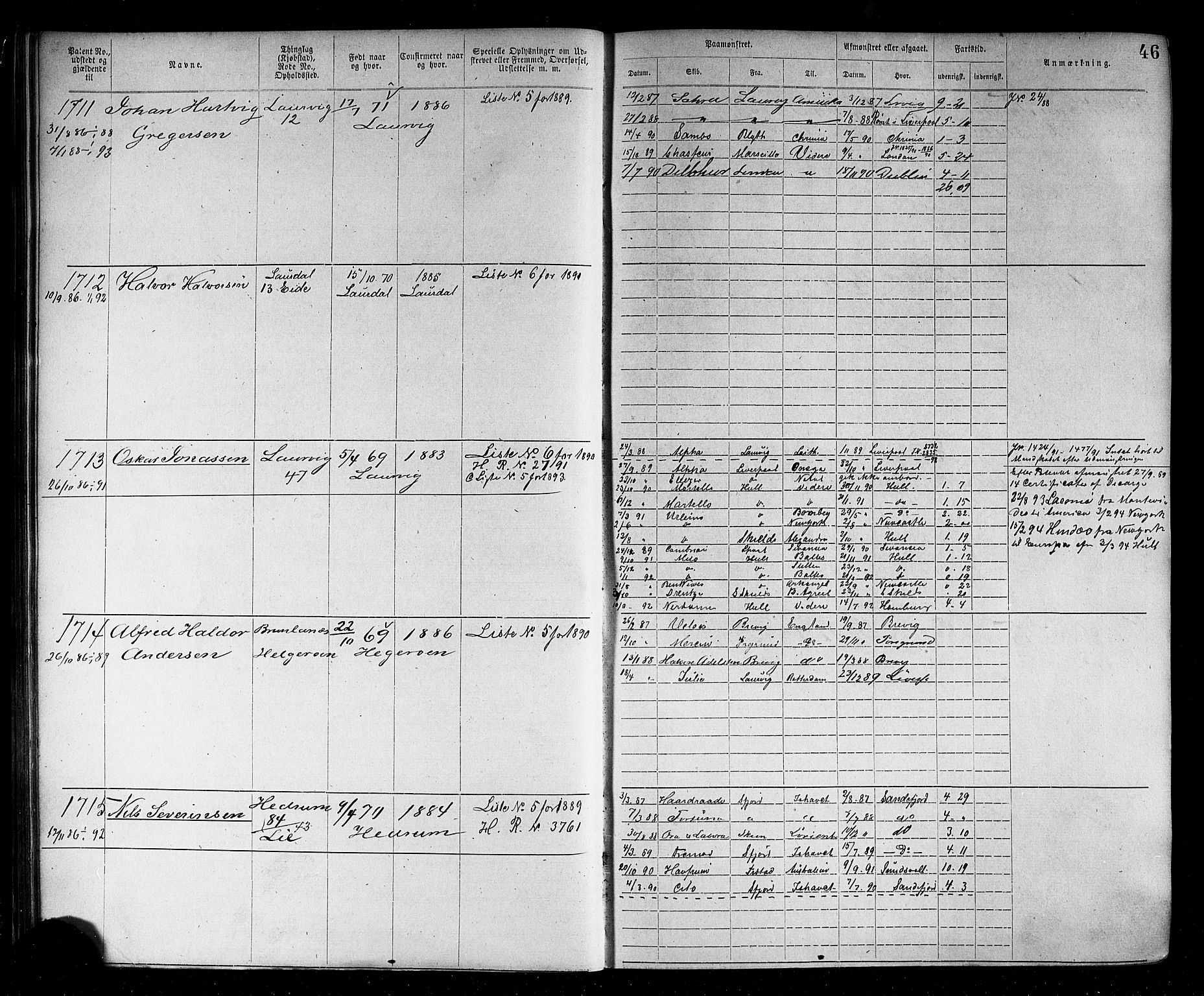 Larvik innrulleringskontor, AV/SAKO-A-787/F/Fb/L0005: Annotasjonsrulle, 1883-1898, p. 48