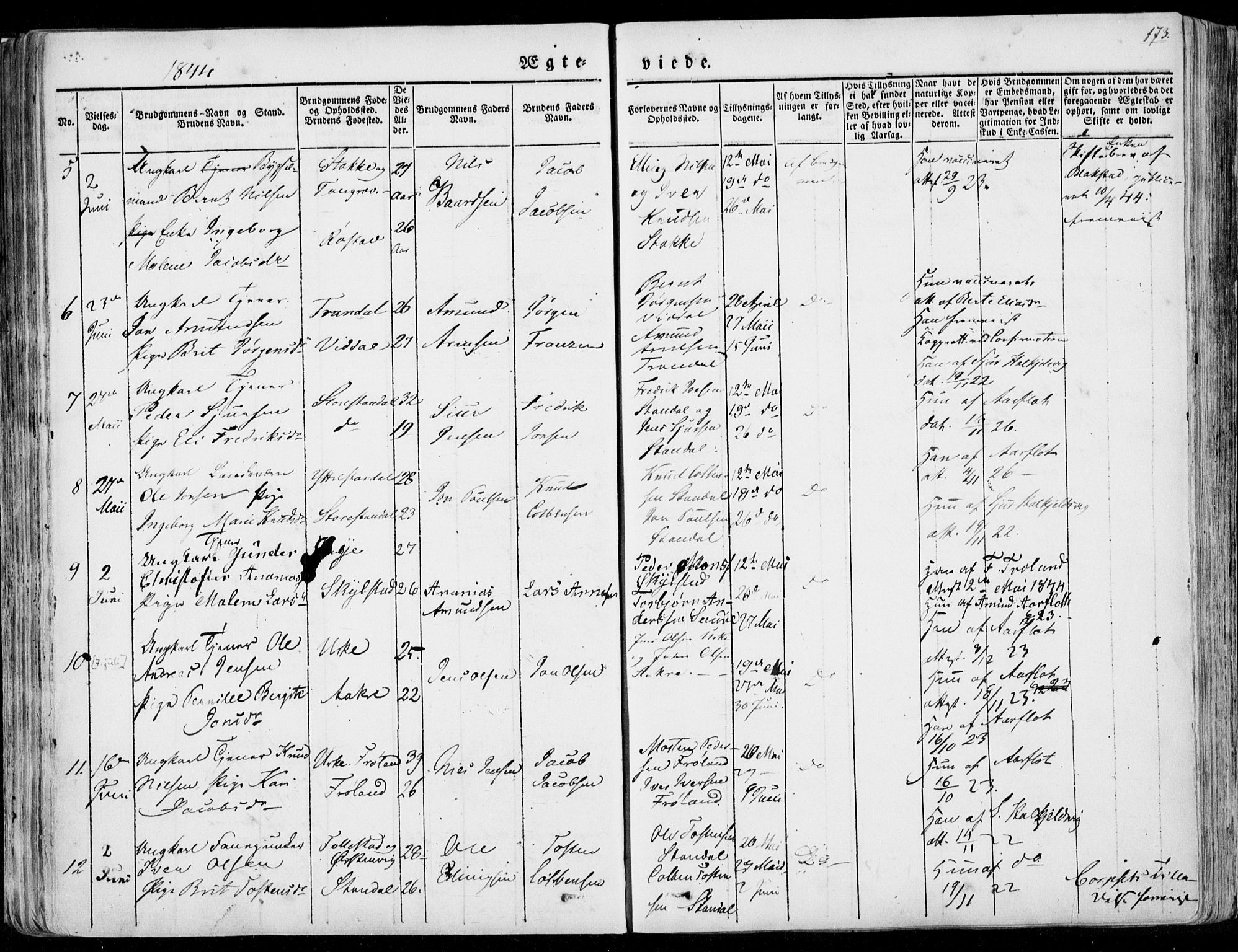 Ministerialprotokoller, klokkerbøker og fødselsregistre - Møre og Romsdal, SAT/A-1454/515/L0208: Parish register (official) no. 515A04, 1830-1846, p. 173