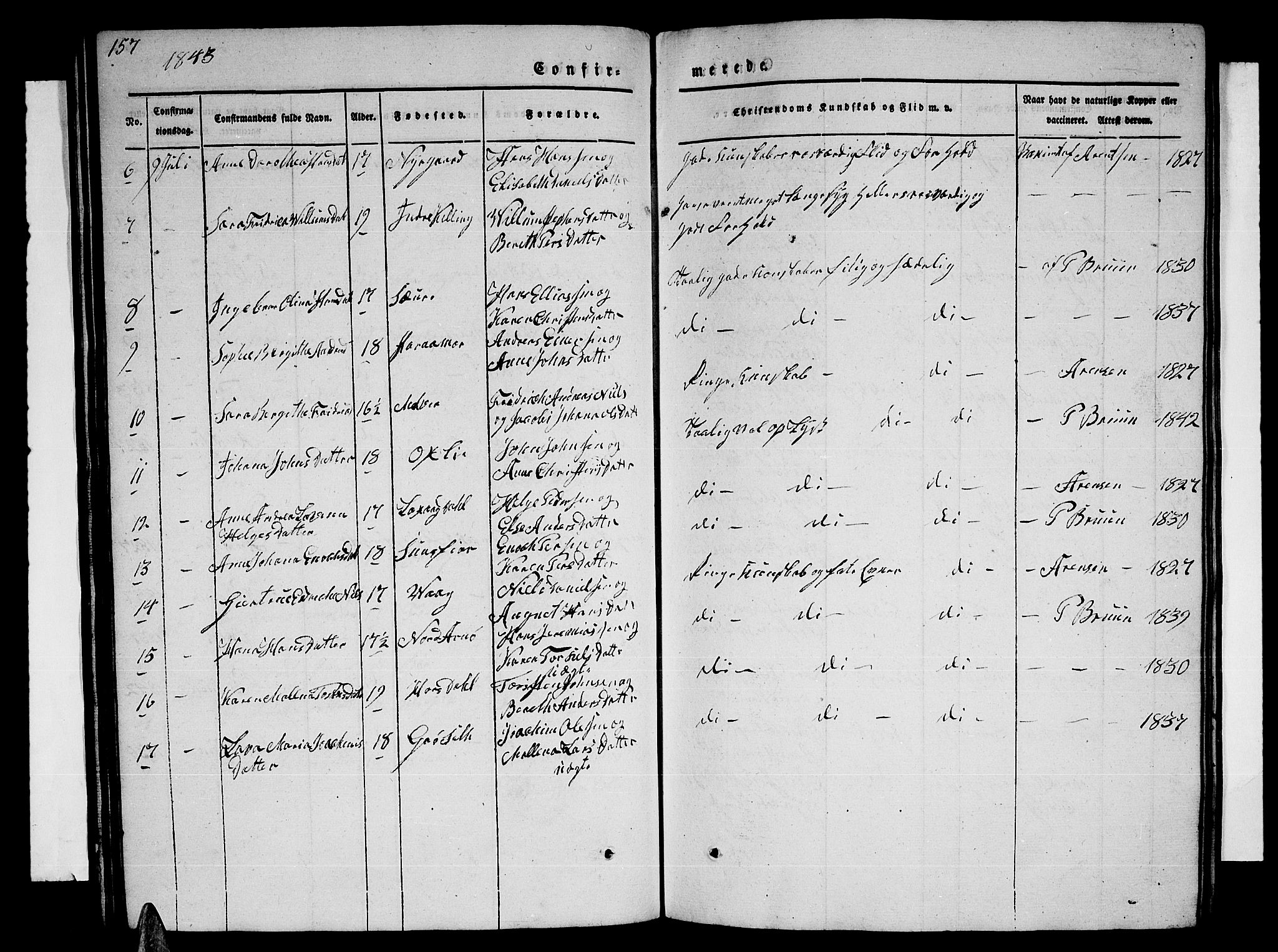 Ministerialprotokoller, klokkerbøker og fødselsregistre - Nordland, AV/SAT-A-1459/805/L0106: Parish register (copy) no. 805C02, 1841-1861, p. 157