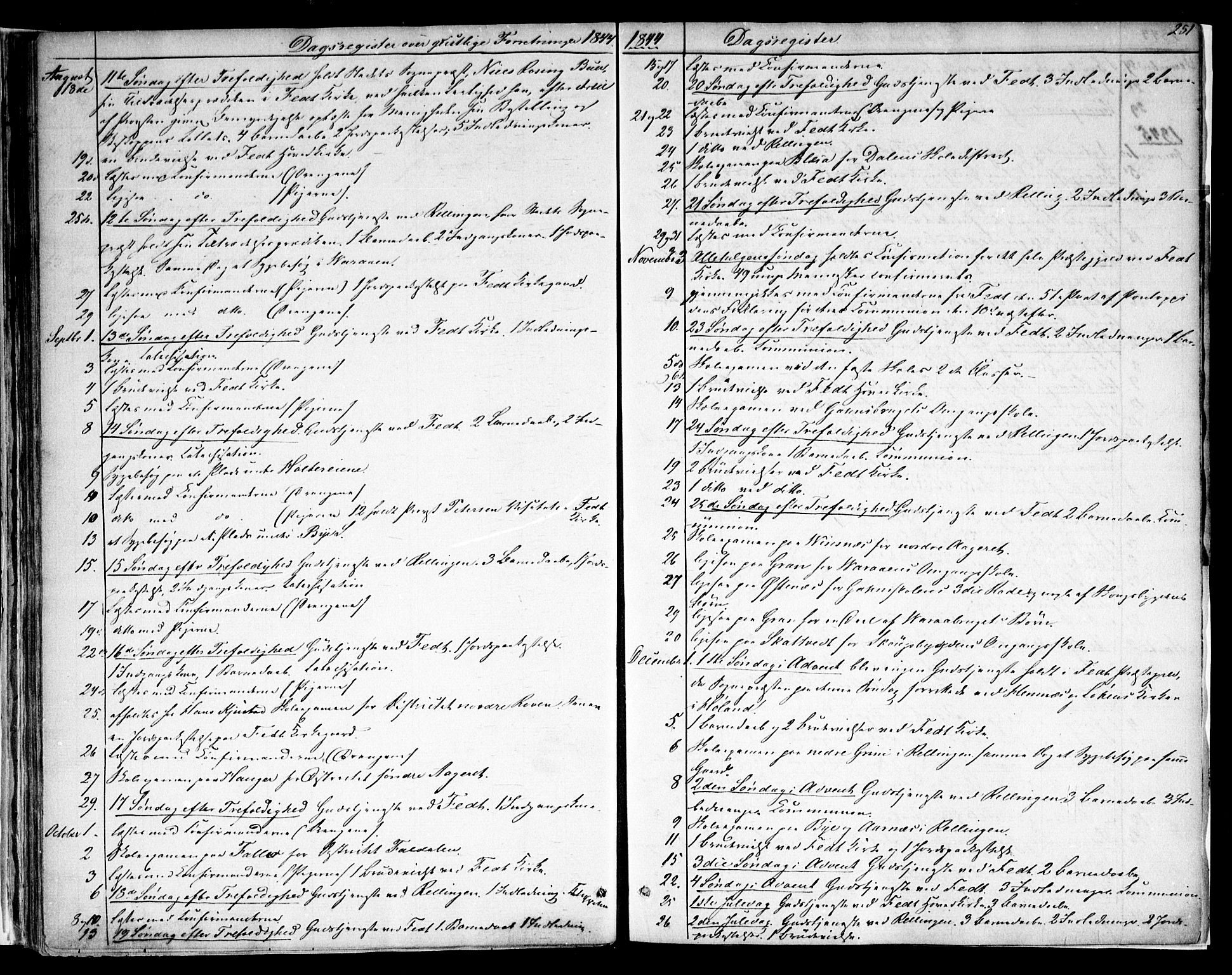 Fet prestekontor Kirkebøker, AV/SAO-A-10370a/F/Fa/L0009: Parish register (official) no. I 9, 1843-1846, p. 251