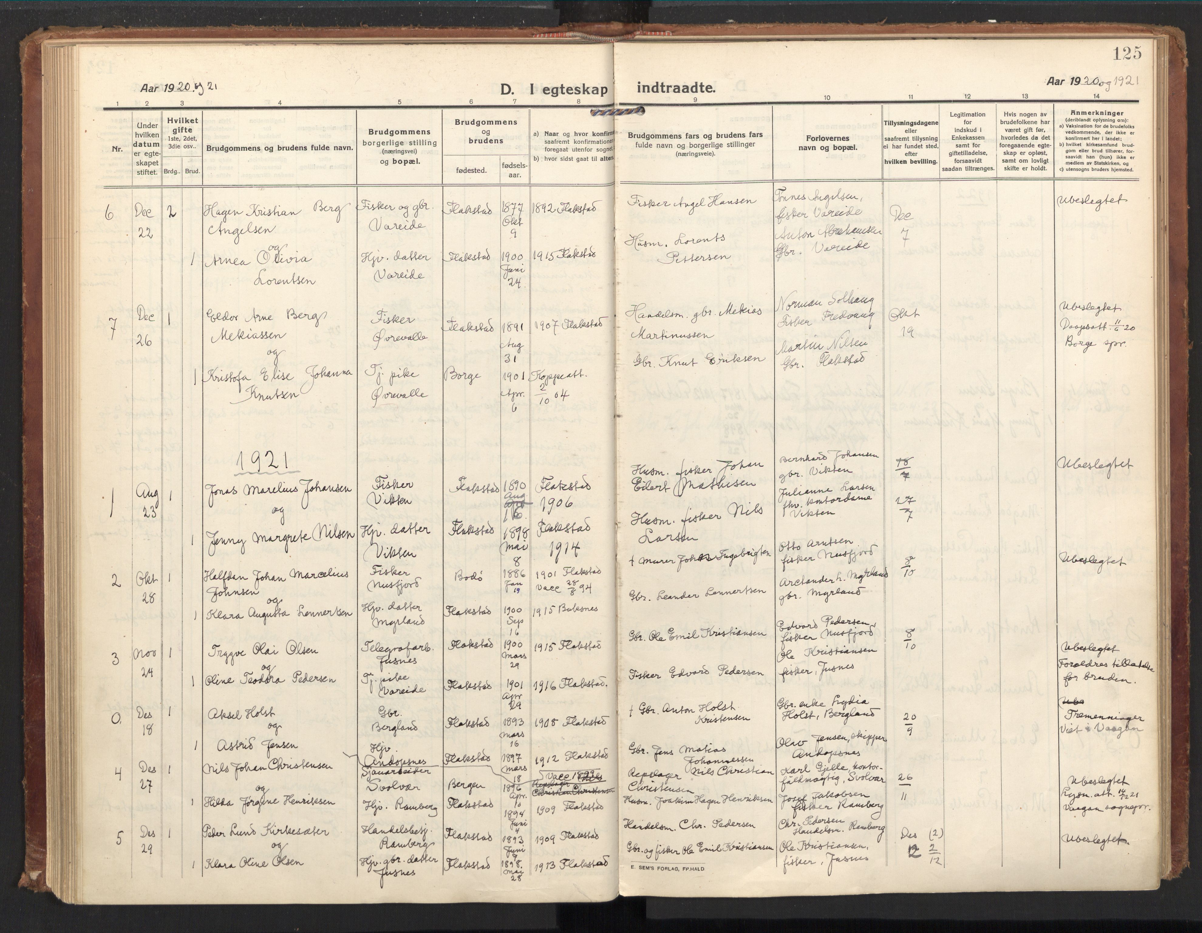 Ministerialprotokoller, klokkerbøker og fødselsregistre - Nordland, SAT/A-1459/885/L1210: Parish register (official) no. 885A10, 1916-1926, p. 125