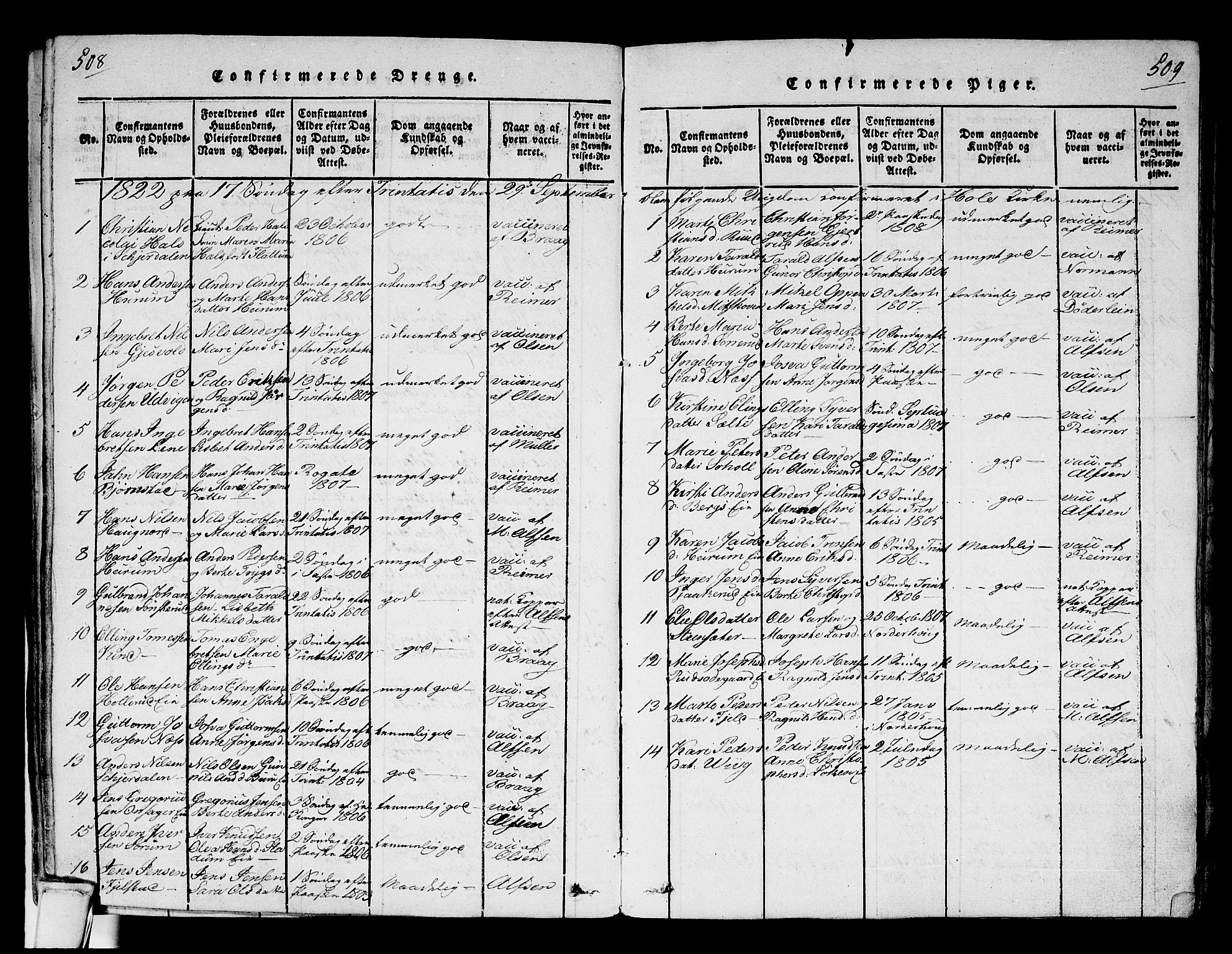 Hole kirkebøker, SAKO/A-228/F/Fa/L0004: Parish register (official) no. I 4, 1814-1833, p. 508-509
