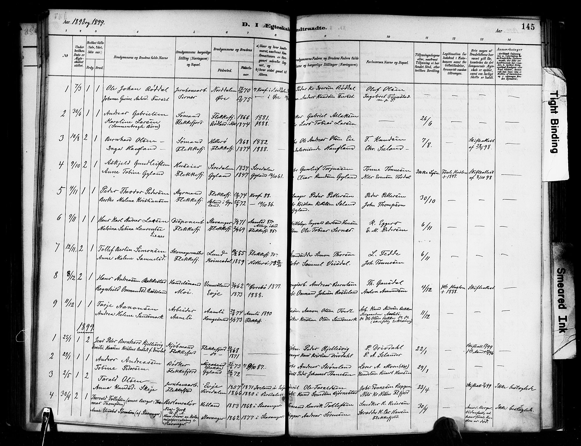 Flekkefjord sokneprestkontor, AV/SAK-1111-0012/F/Fa/Faa/L0001: Parish register (official) no. A 1, 1885-1900, p. 145