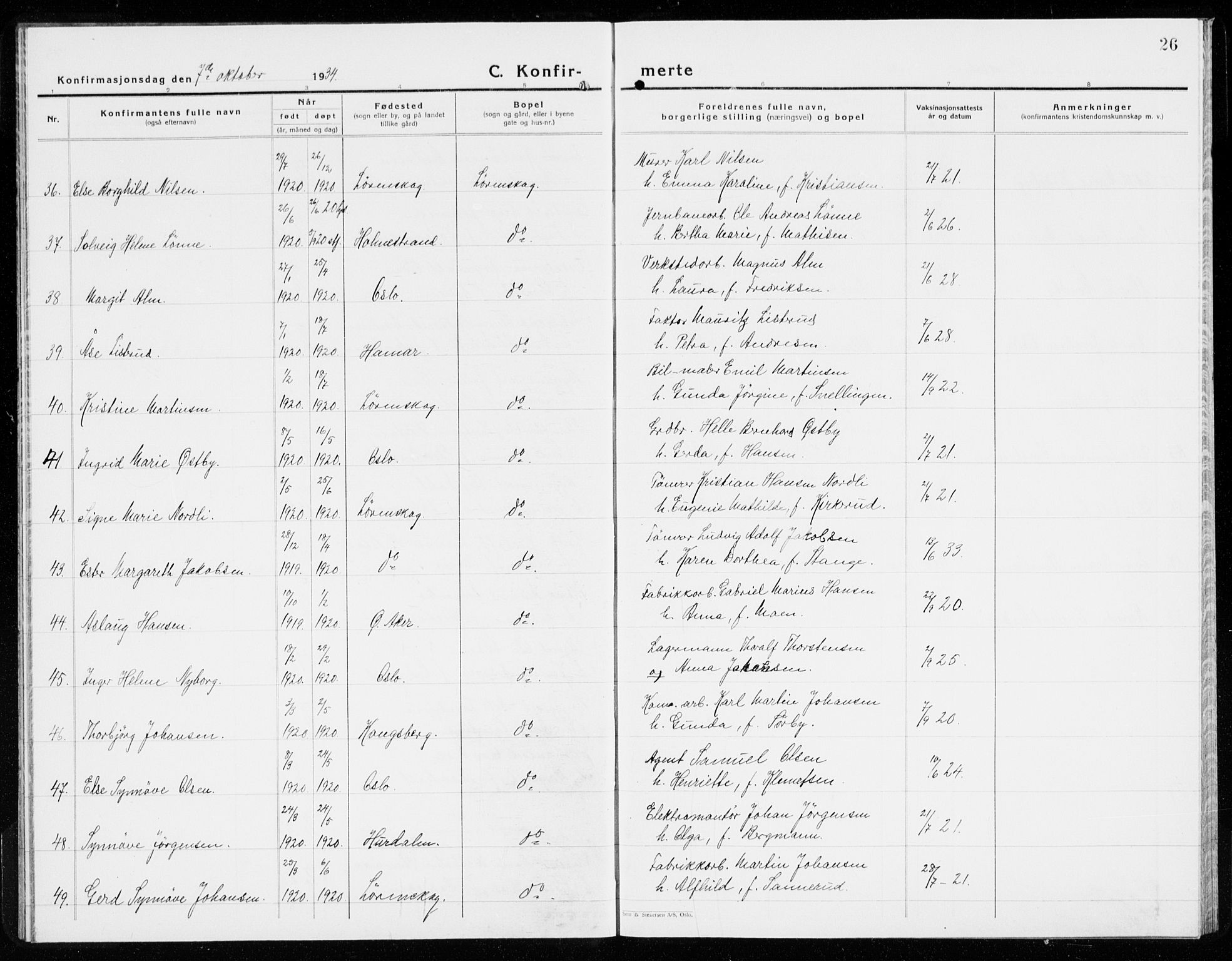 Skedsmo prestekontor Kirkebøker, AV/SAO-A-10033a/G/Gb/L0005: Parish register (copy) no. II 5, 1932-1944, p. 26