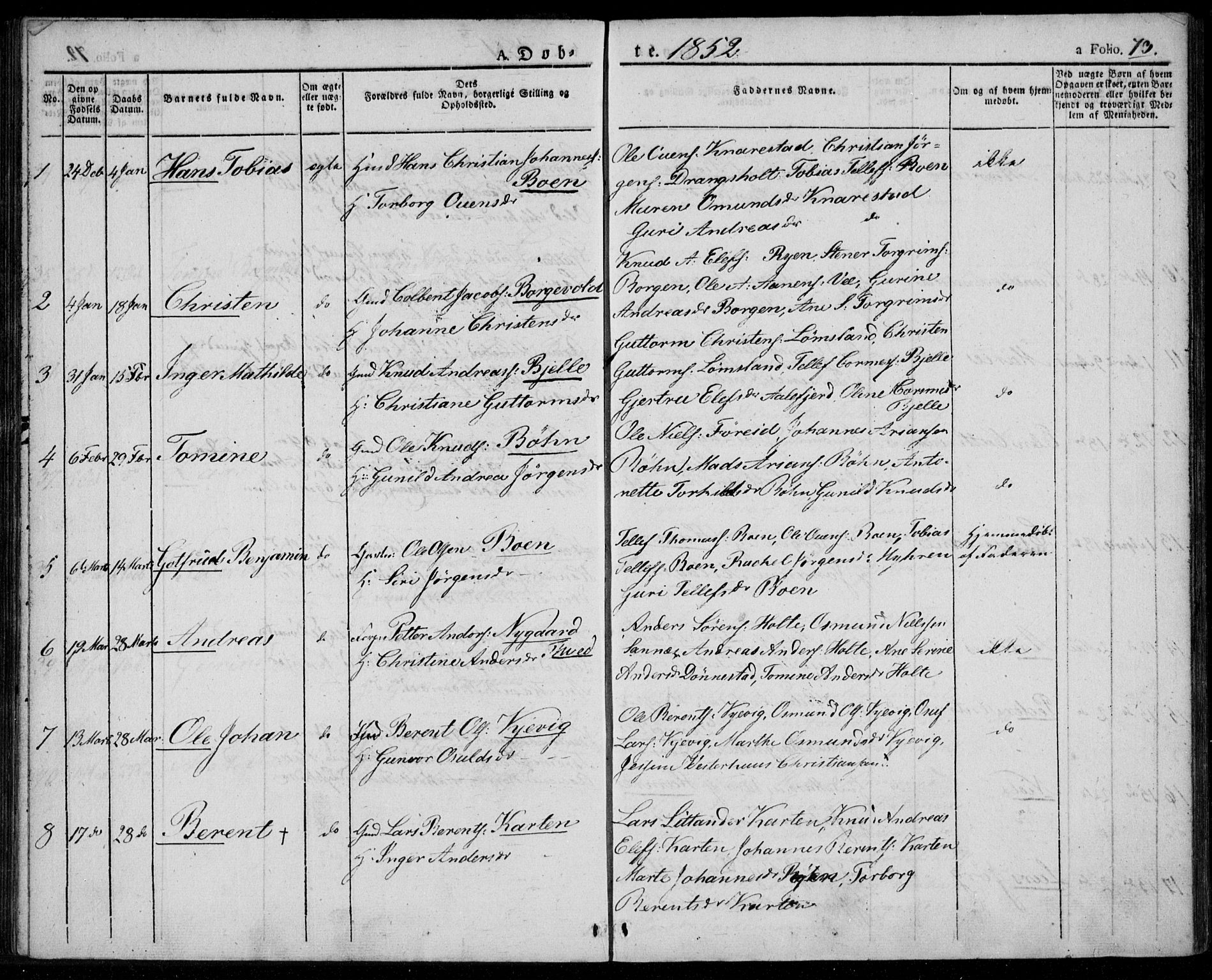 Tveit sokneprestkontor, AV/SAK-1111-0043/F/Fa/L0003: Parish register (official) no. A 3, 1829-1852, p. 73