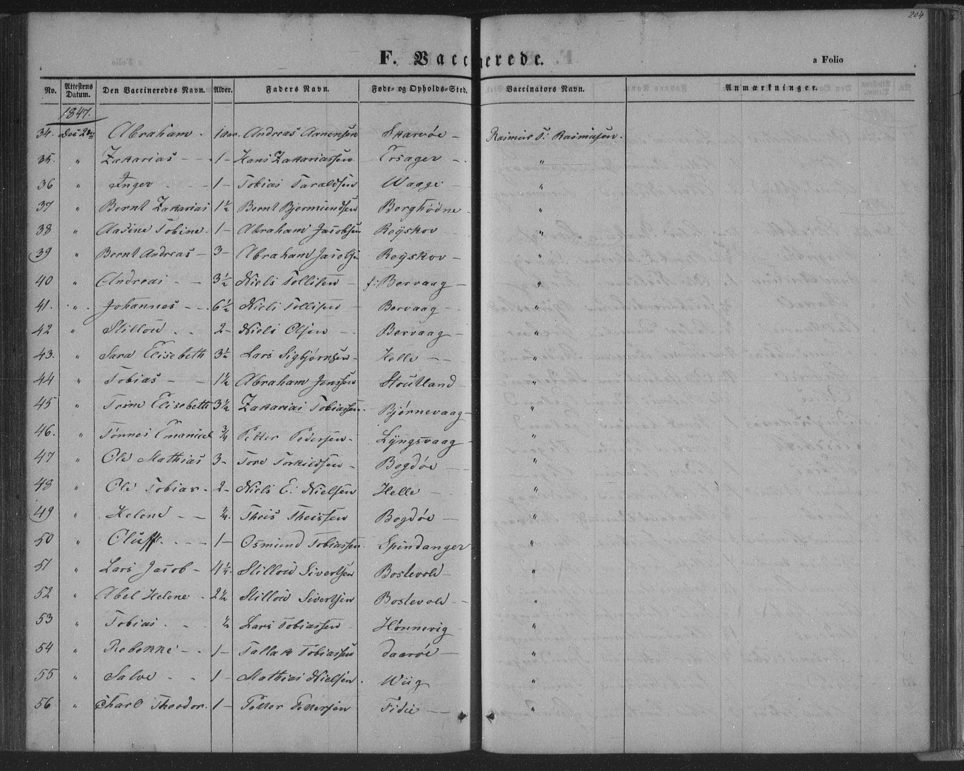 Herad sokneprestkontor, AV/SAK-1111-0018/F/Fa/Fab/L0003: Parish register (official) no. A 3, 1844-1853, p. 204