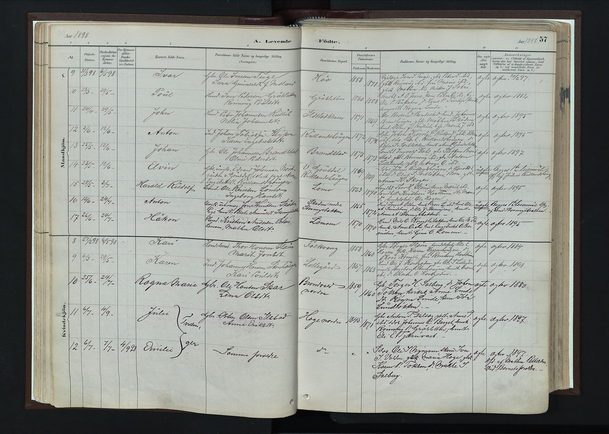 Nord-Fron prestekontor, SAH/PREST-080/H/Ha/Haa/L0004: Parish register (official) no. 4, 1884-1914, p. 57