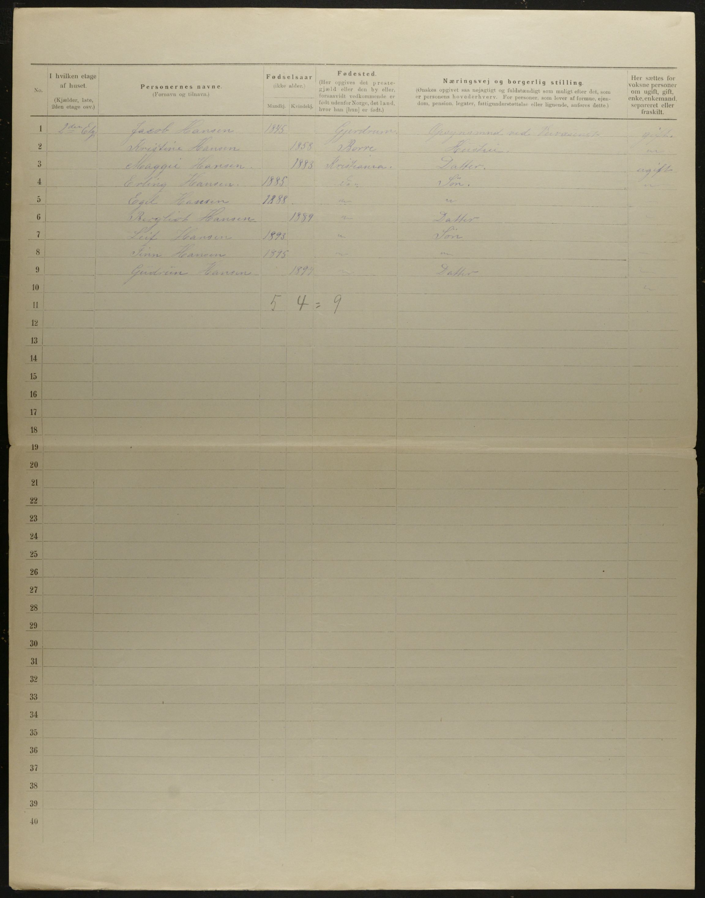 OBA, Municipal Census 1901 for Kristiania, 1901, p. 9347