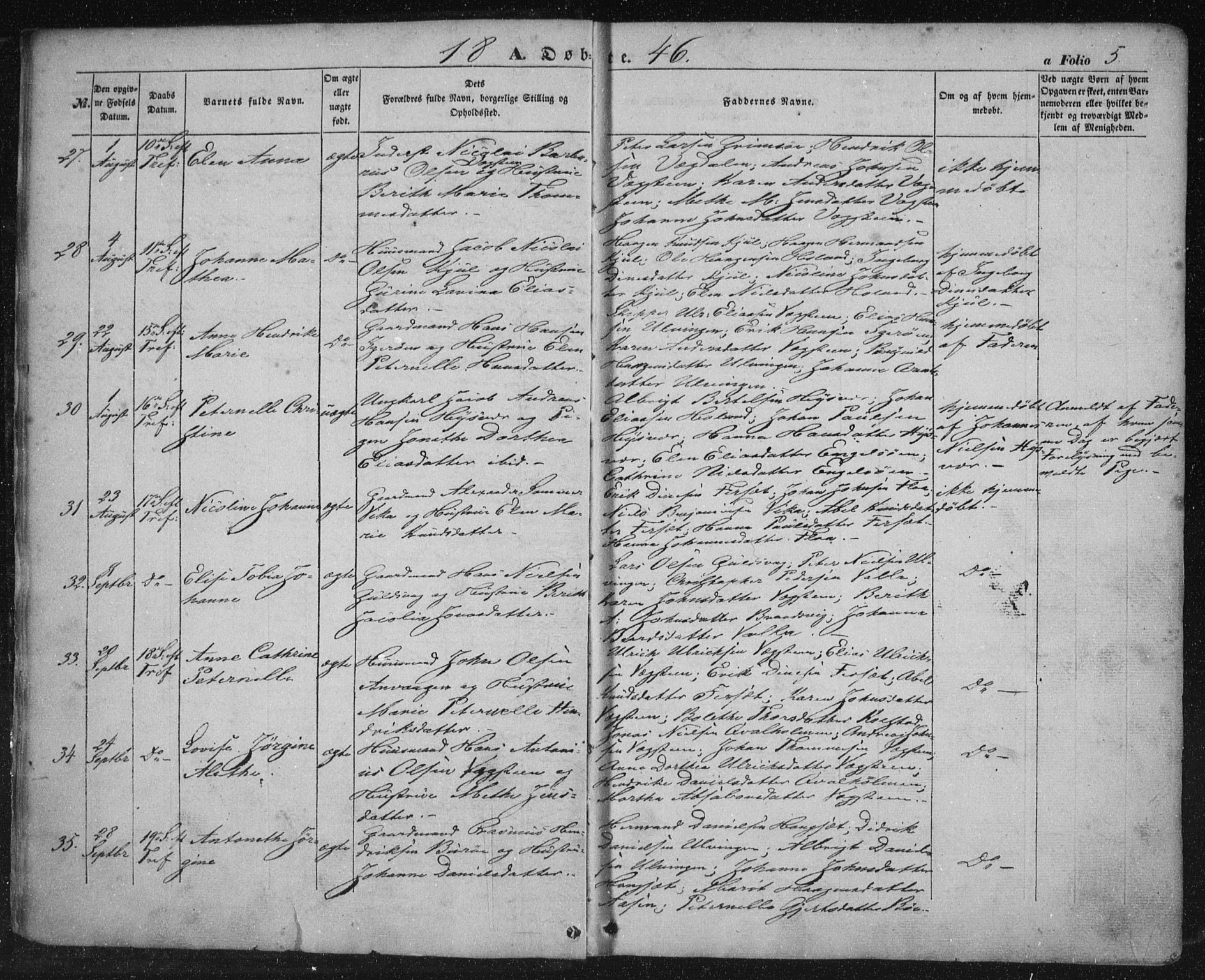 Ministerialprotokoller, klokkerbøker og fødselsregistre - Nordland, AV/SAT-A-1459/816/L0240: Parish register (official) no. 816A06, 1846-1870, p. 5