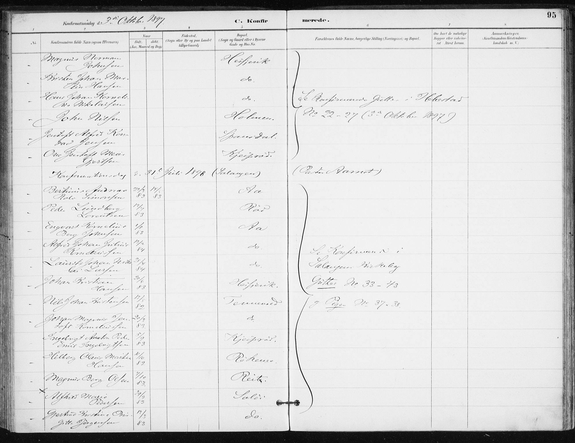 Salangen sokneprestembete, AV/SATØ-S-1324/H/Ha/L0001kirke: Parish register (official) no. 1, 1893-1911, p. 95