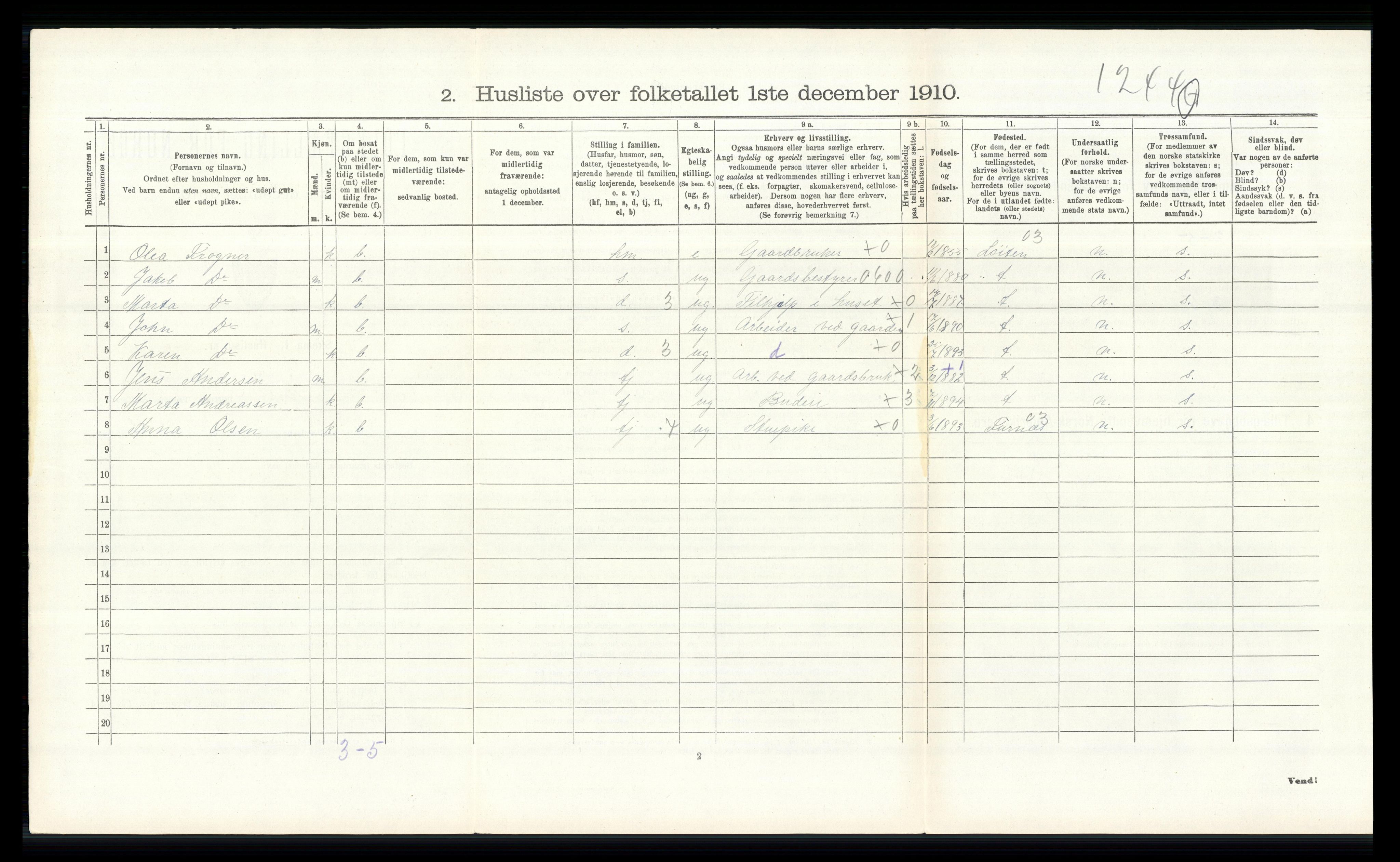 RA, 1910 census for Vang, 1910, p. 968