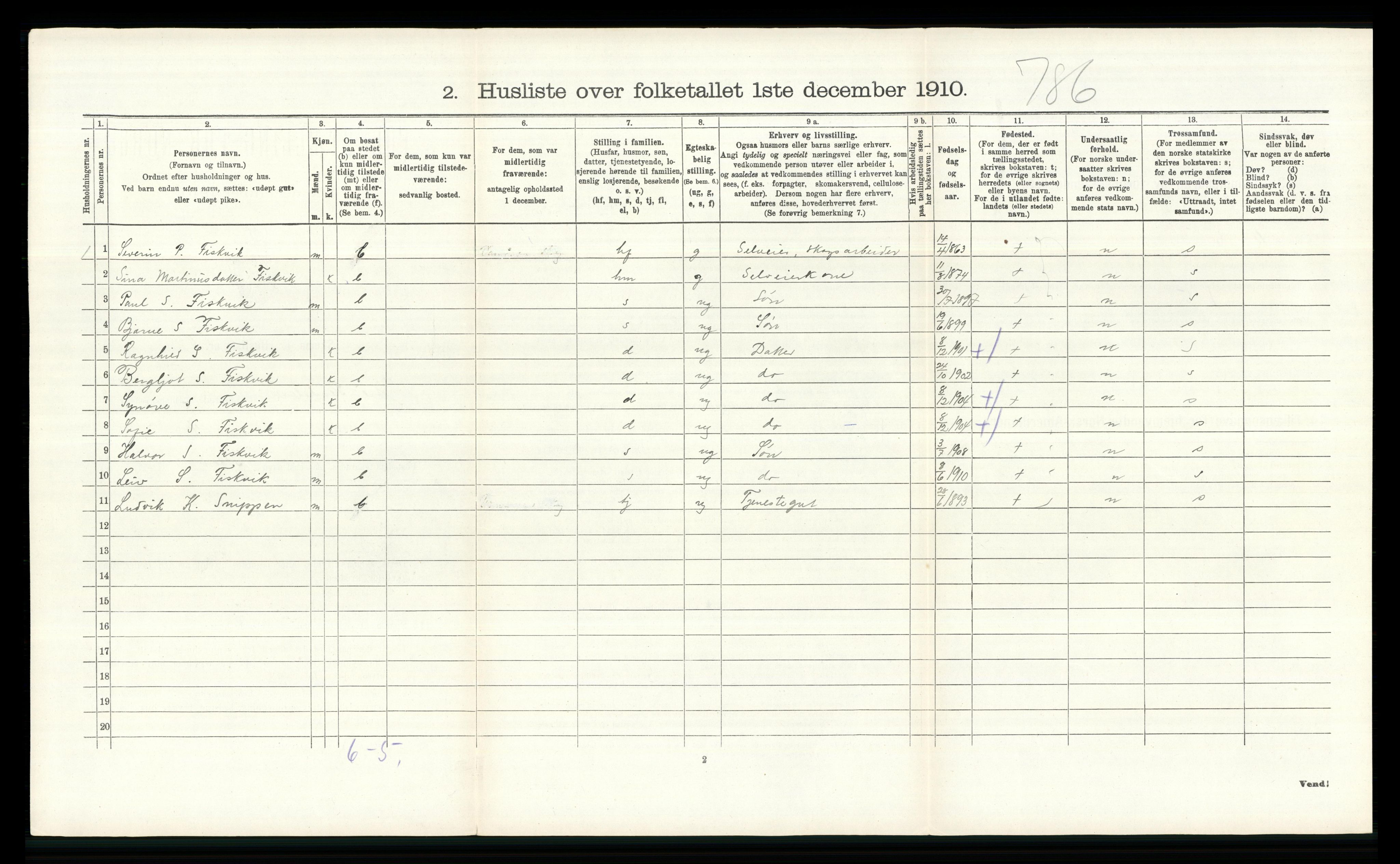 RA, 1910 census for Ytre Rendal, 1910, p. 294