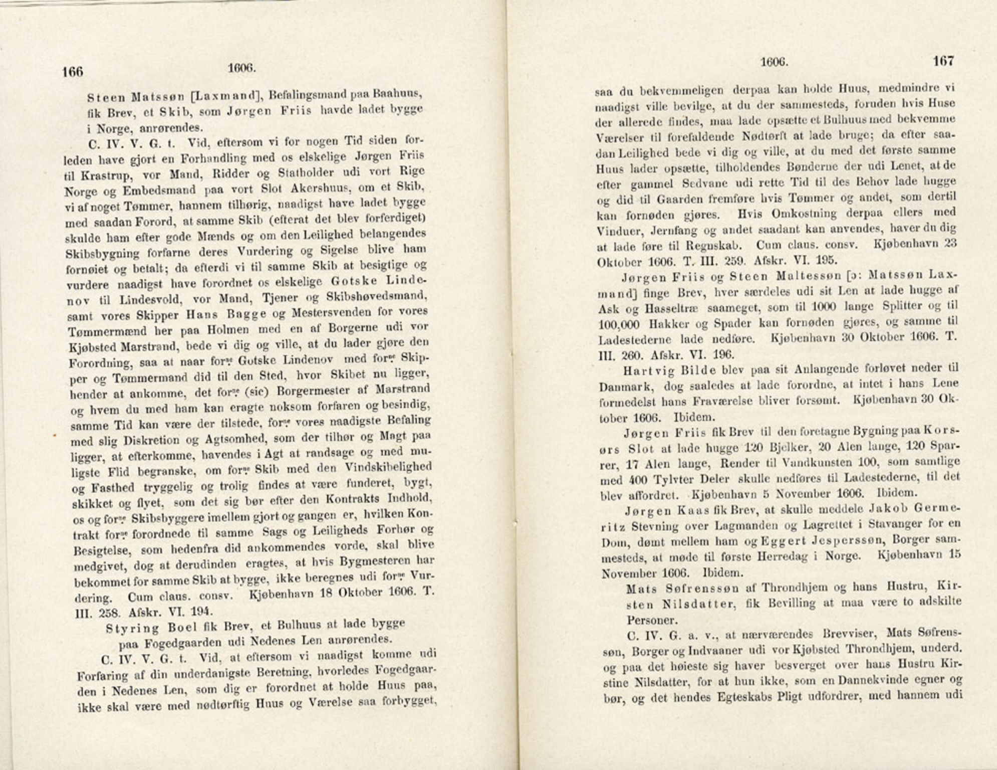 Publikasjoner utgitt av Det Norske Historiske Kildeskriftfond, PUBL/-/-/-: Norske Rigs-Registranter, bind 4, 1603-1618, p. 166-167