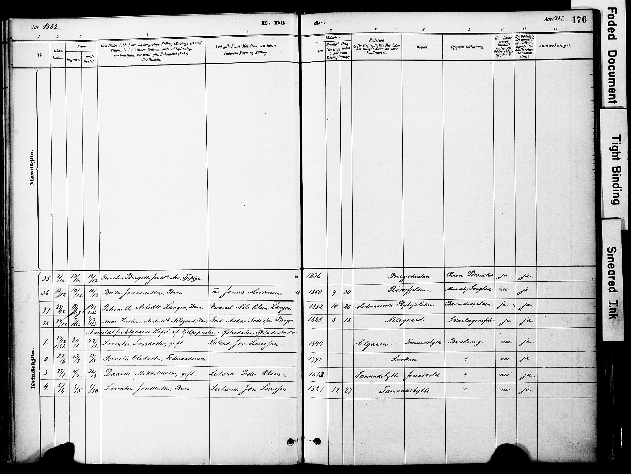 Ministerialprotokoller, klokkerbøker og fødselsregistre - Sør-Trøndelag, SAT/A-1456/681/L0933: Parish register (official) no. 681A11, 1879-1890, p. 176