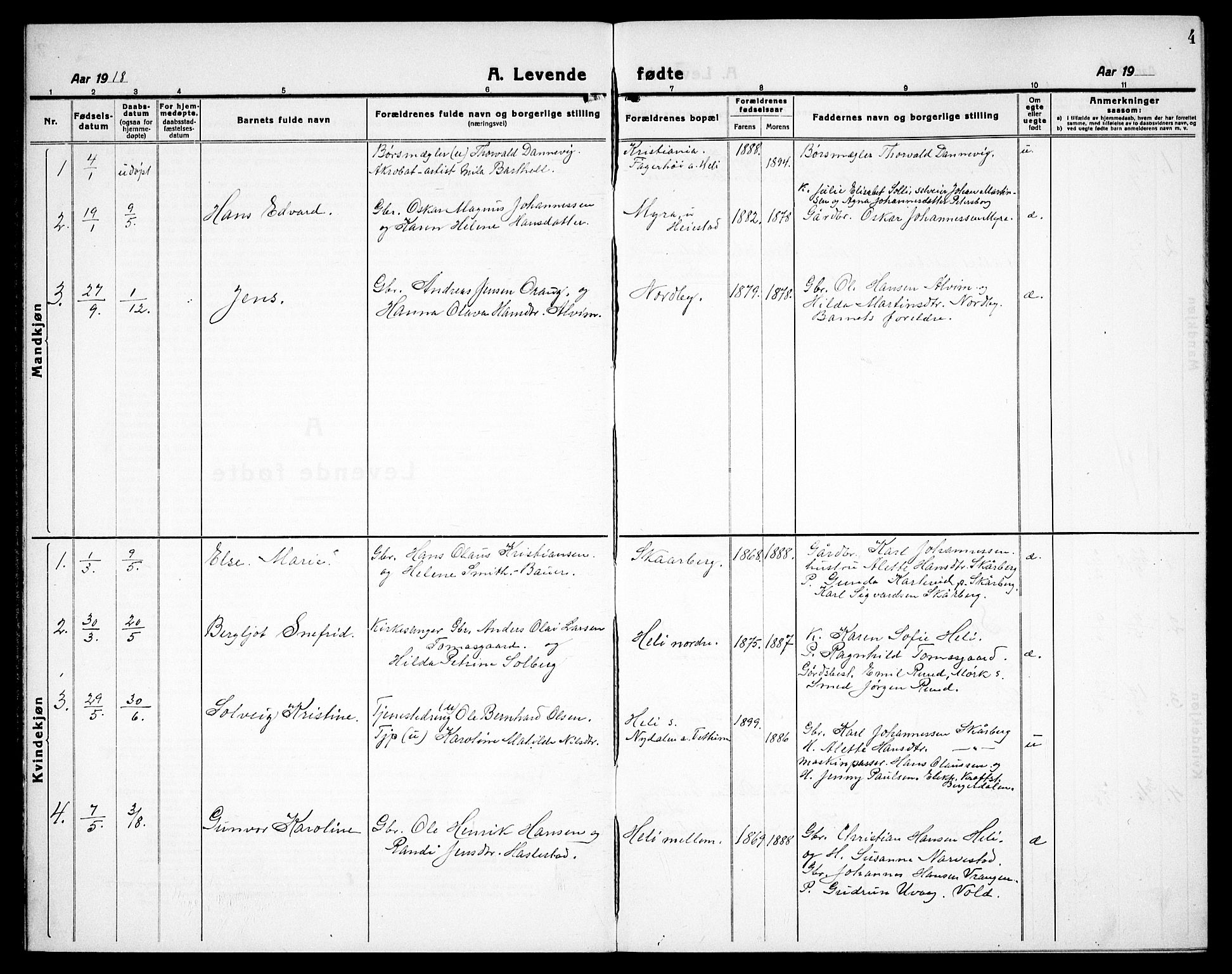 Spydeberg prestekontor Kirkebøker, AV/SAO-A-10924/G/Gc/L0002: Parish register (copy) no. III 2, 1918-1939, p. 4