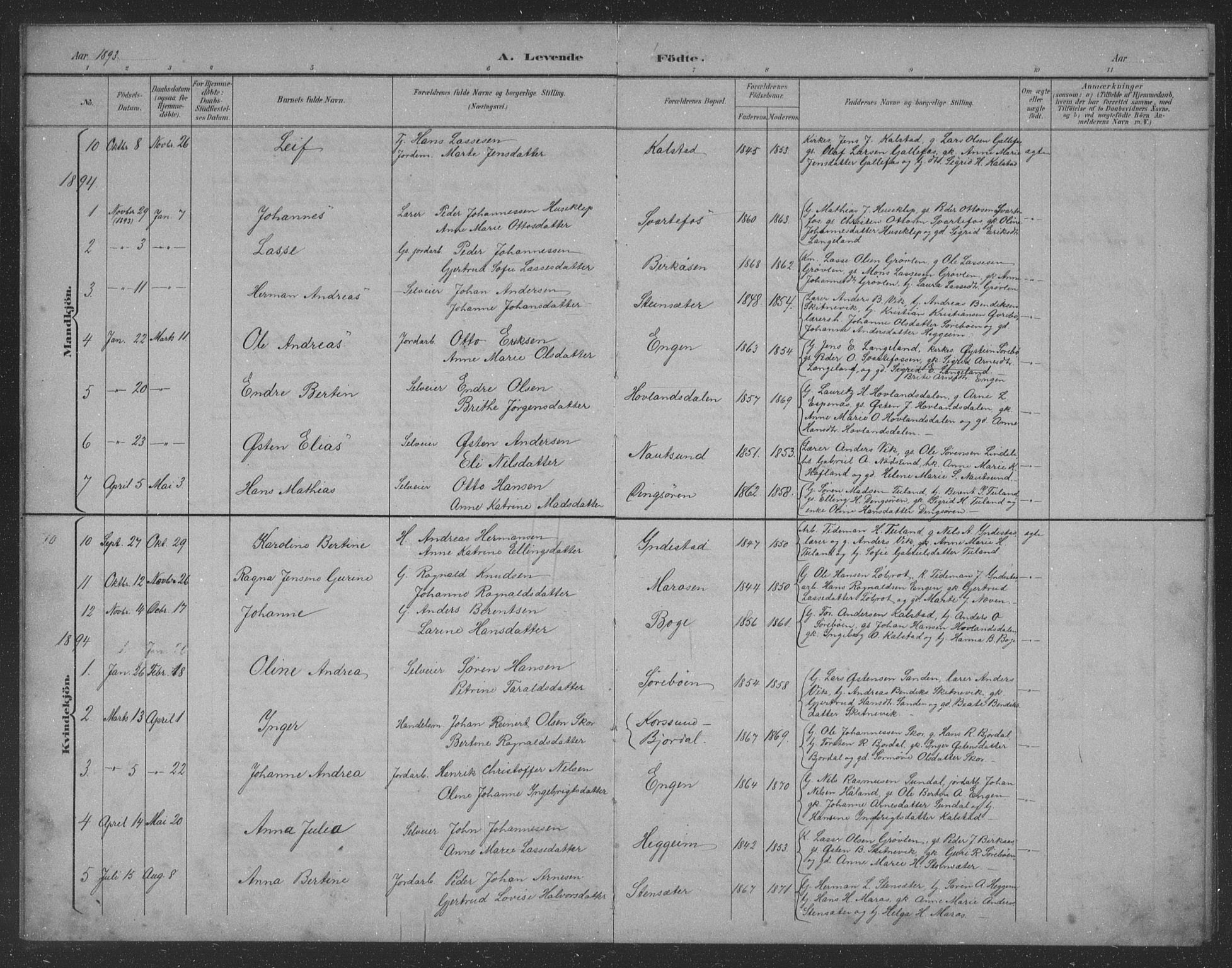 Fjaler sokneprestembete, AV/SAB-A-79801/H/Hab/Habd/L0002: Parish register (copy) no. D 2, 1892-1921