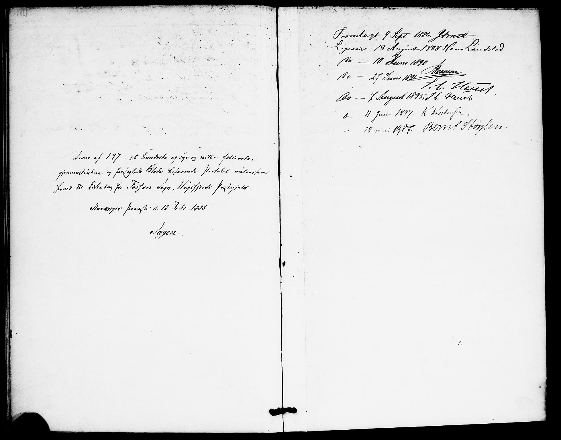 Høgsfjord sokneprestkontor, SAST/A-101624/H/Ha/Haa/L0006: Parish register (official) no. A 6, 1885-1897