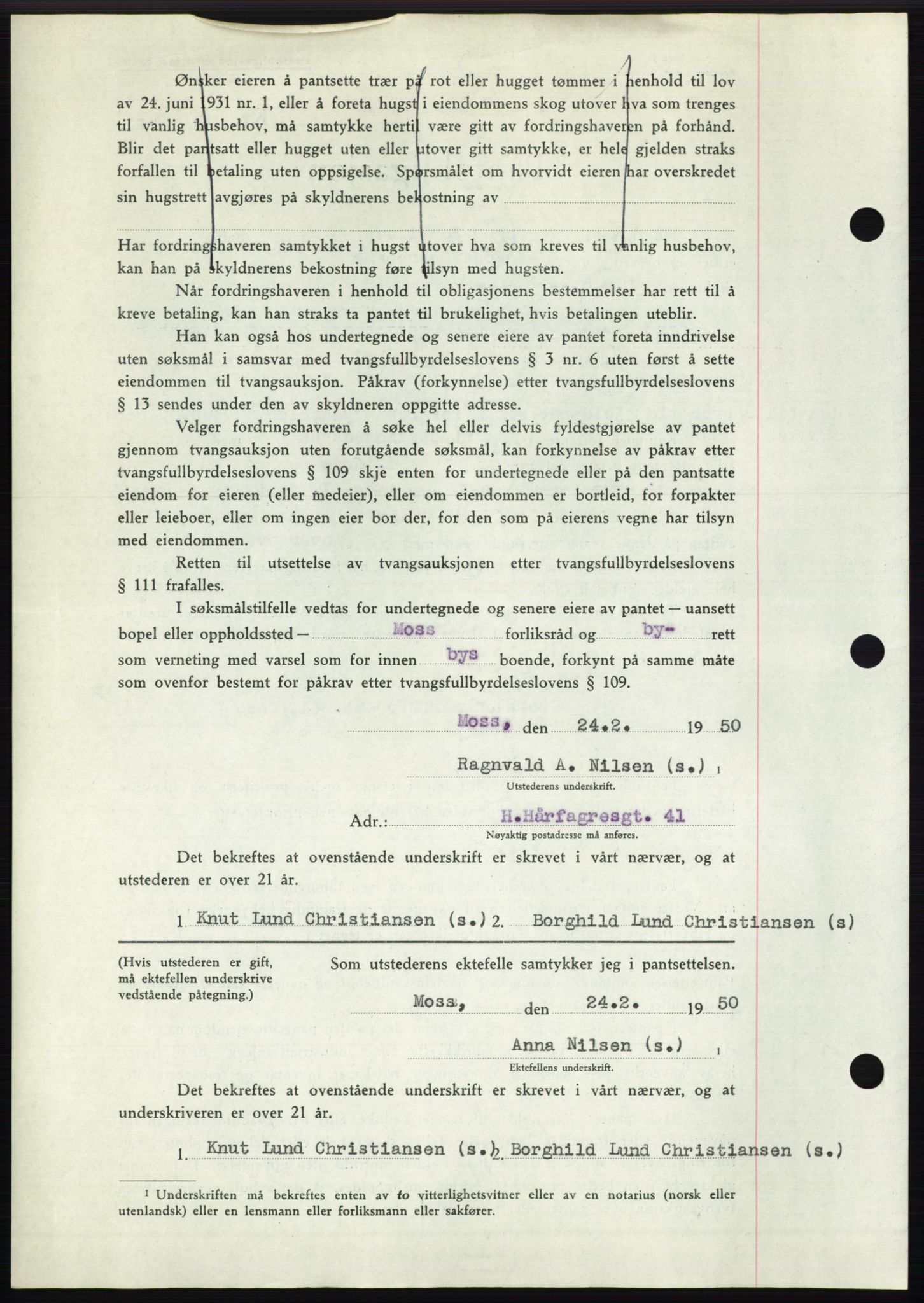 Moss sorenskriveri, SAO/A-10168: Mortgage book no. B23, 1949-1950, Diary no: : 676/1950