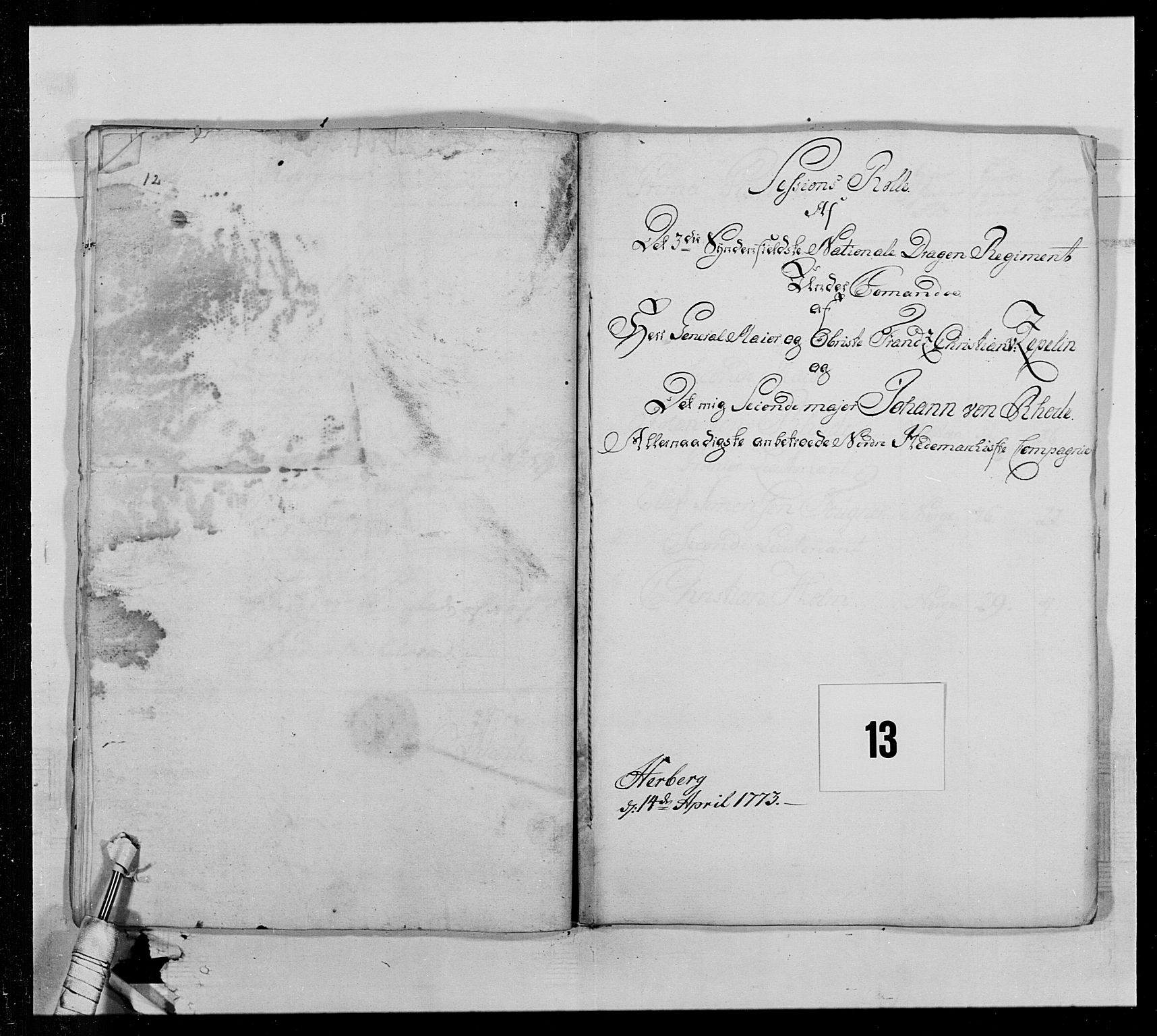 Generalitets- og kommissariatskollegiet, Det kongelige norske kommissariatskollegium, AV/RA-EA-5420/E/Eh/L0013: 3. Sønnafjelske dragonregiment, 1771-1773, p. 289