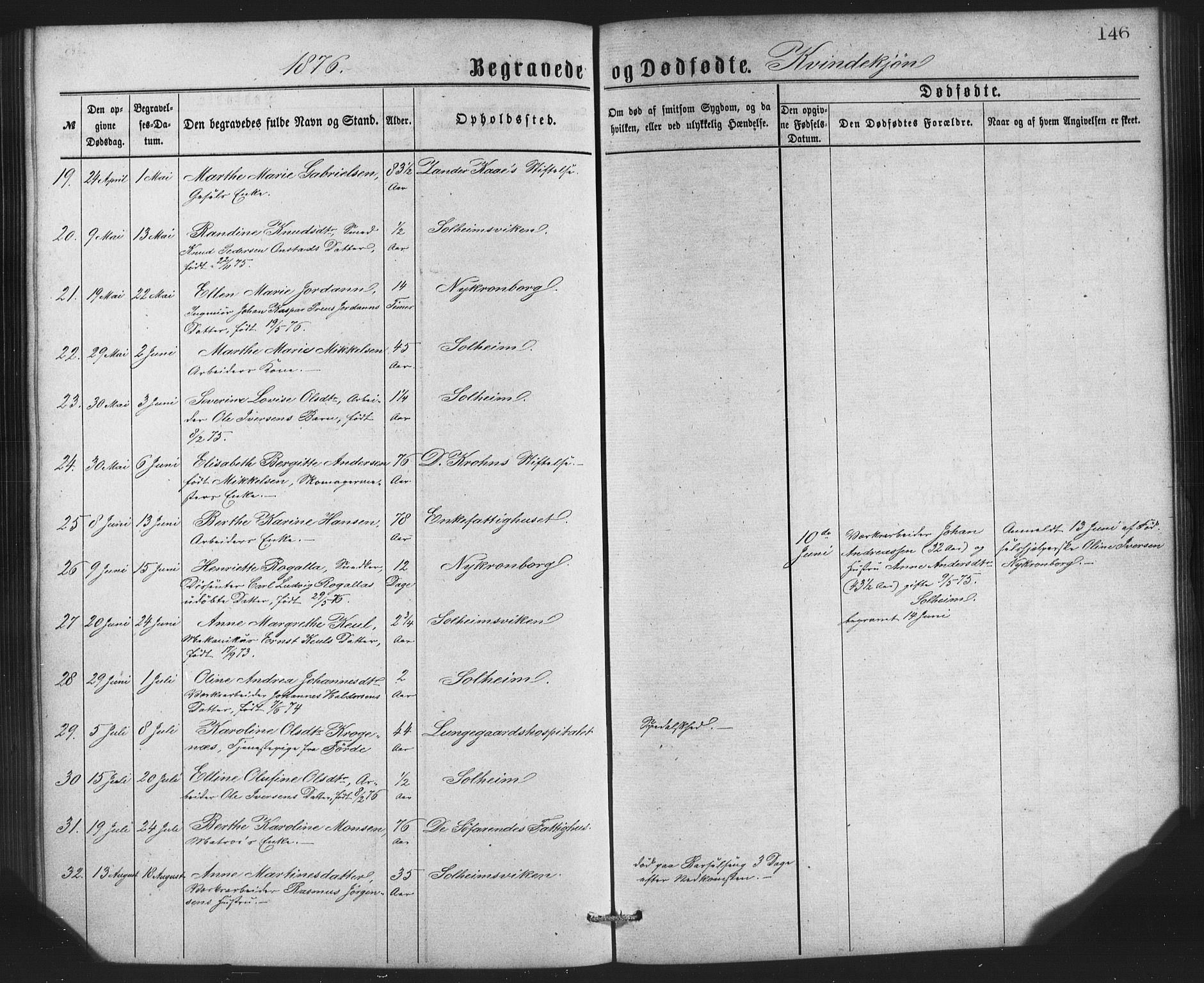 St. Jørgens hospital og Årstad sokneprestembete, AV/SAB-A-99934: Parish register (copy) no. A 8, 1872-1886, p. 146