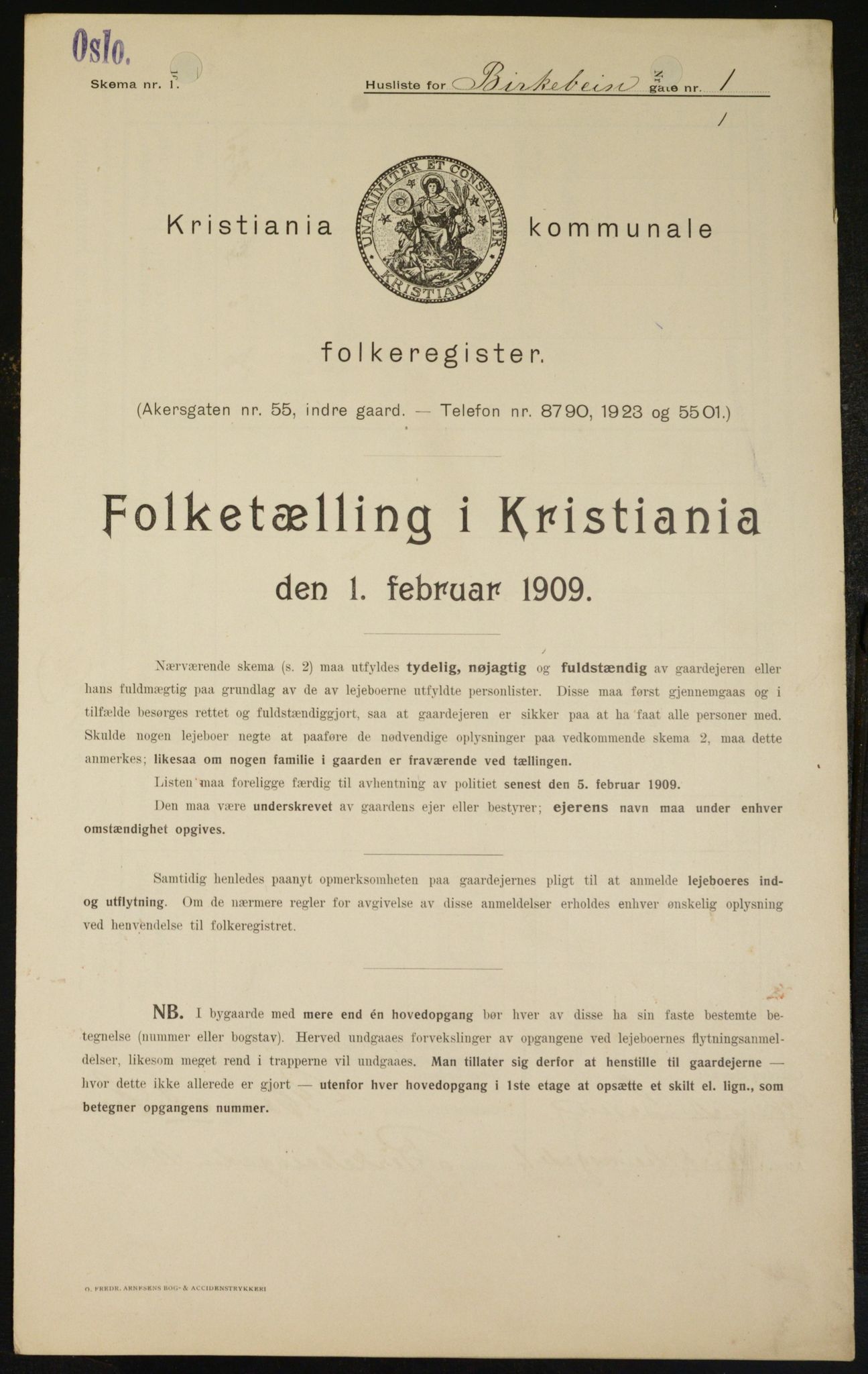 OBA, Municipal Census 1909 for Kristiania, 1909, p. 4545