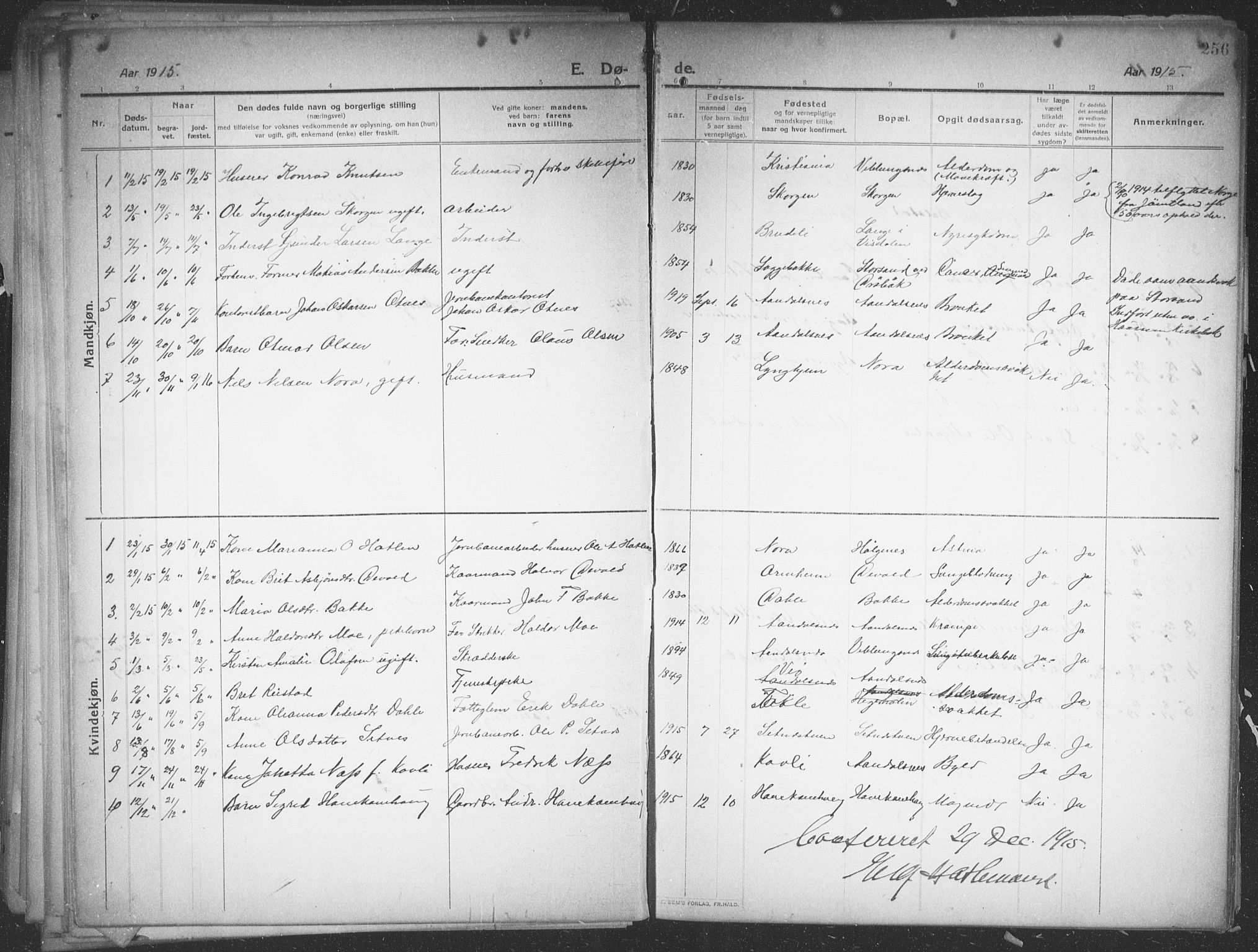 Ministerialprotokoller, klokkerbøker og fødselsregistre - Møre og Romsdal, AV/SAT-A-1454/544/L0581: Parish register (copy) no. 544C03, 1910-1937, p. 256