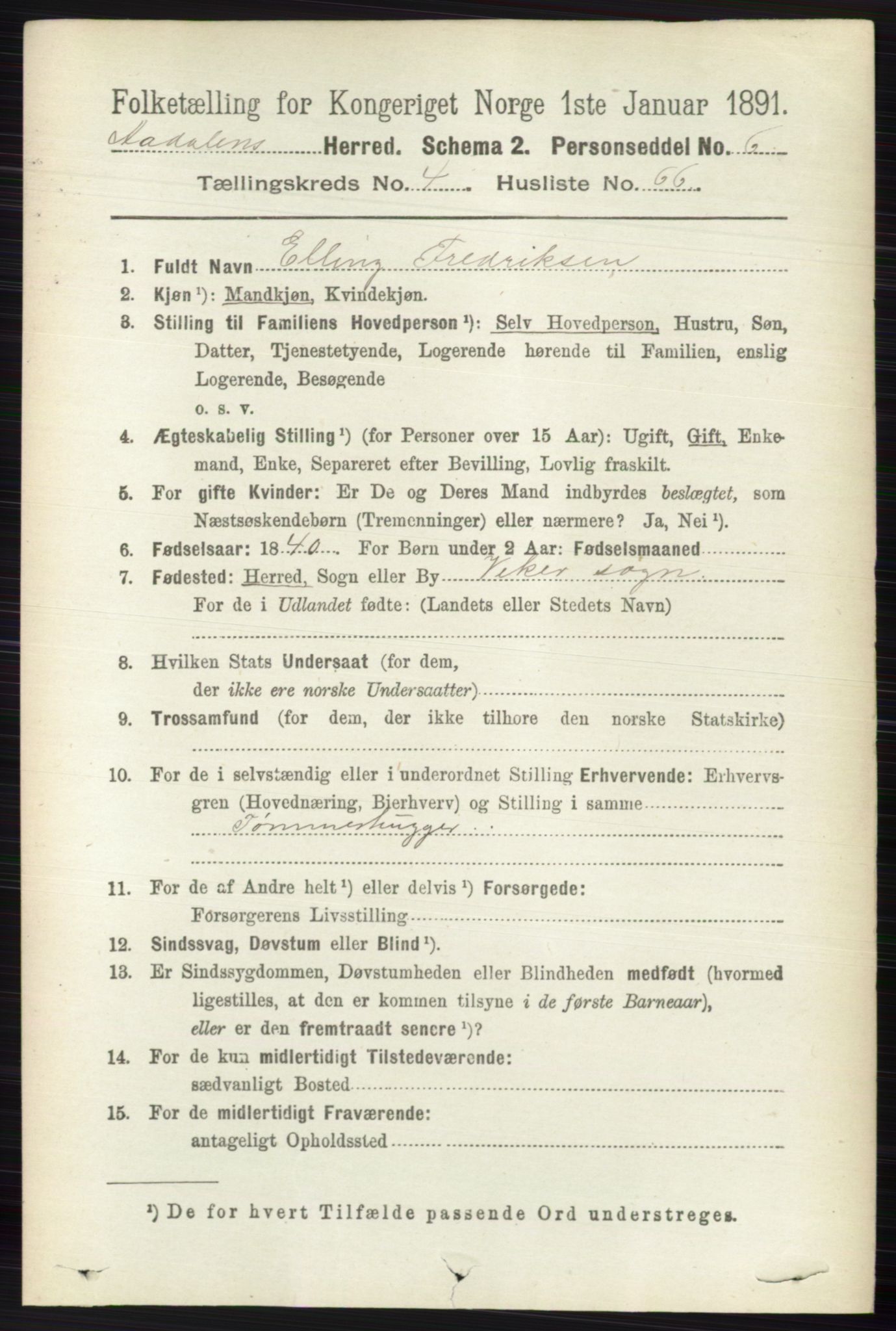 RA, 1891 census for 0614 Ådal, 1891, p. 1914