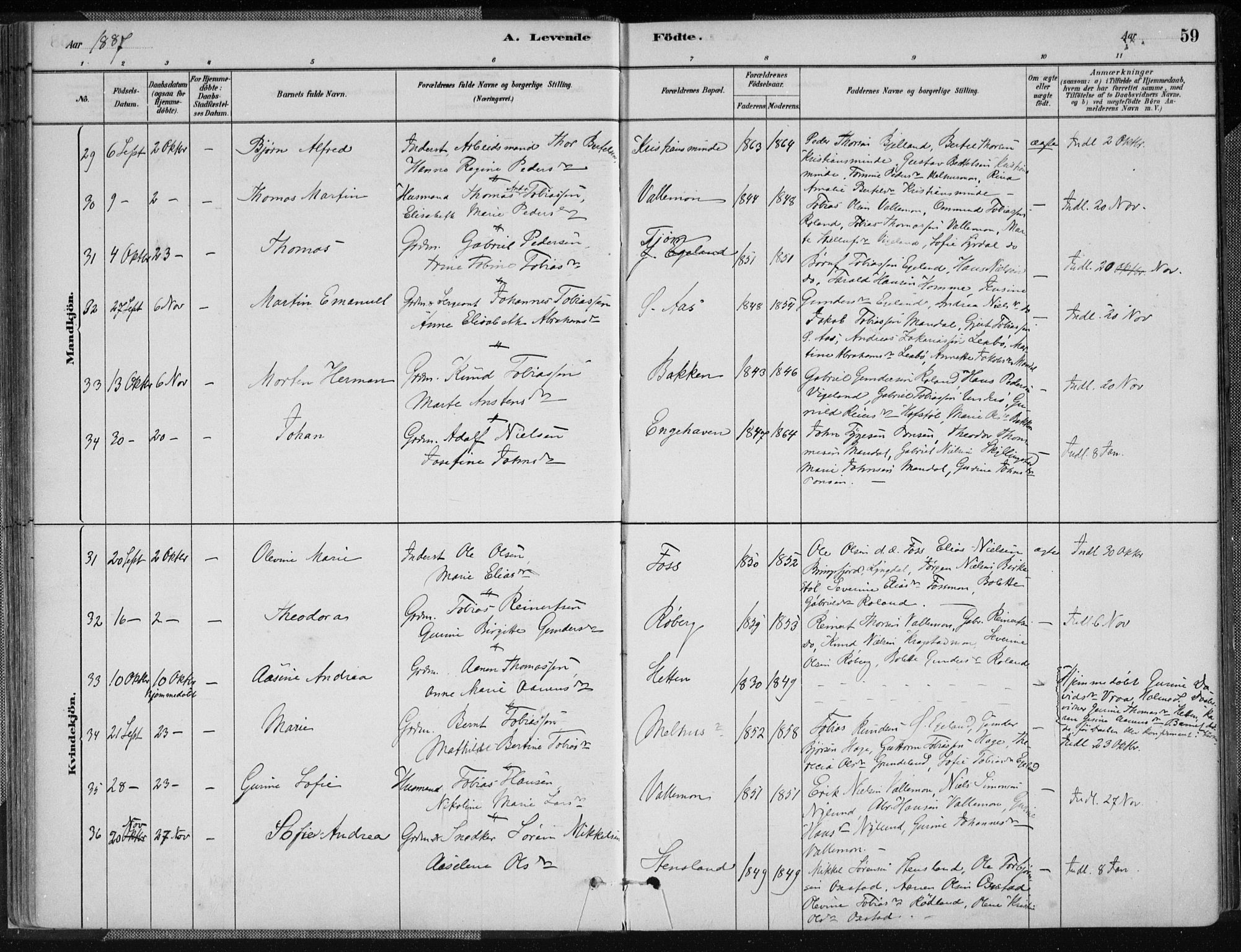 Sør-Audnedal sokneprestkontor, AV/SAK-1111-0039/F/Fa/Fab/L0009: Parish register (official) no. A 9, 1880-1895, p. 59