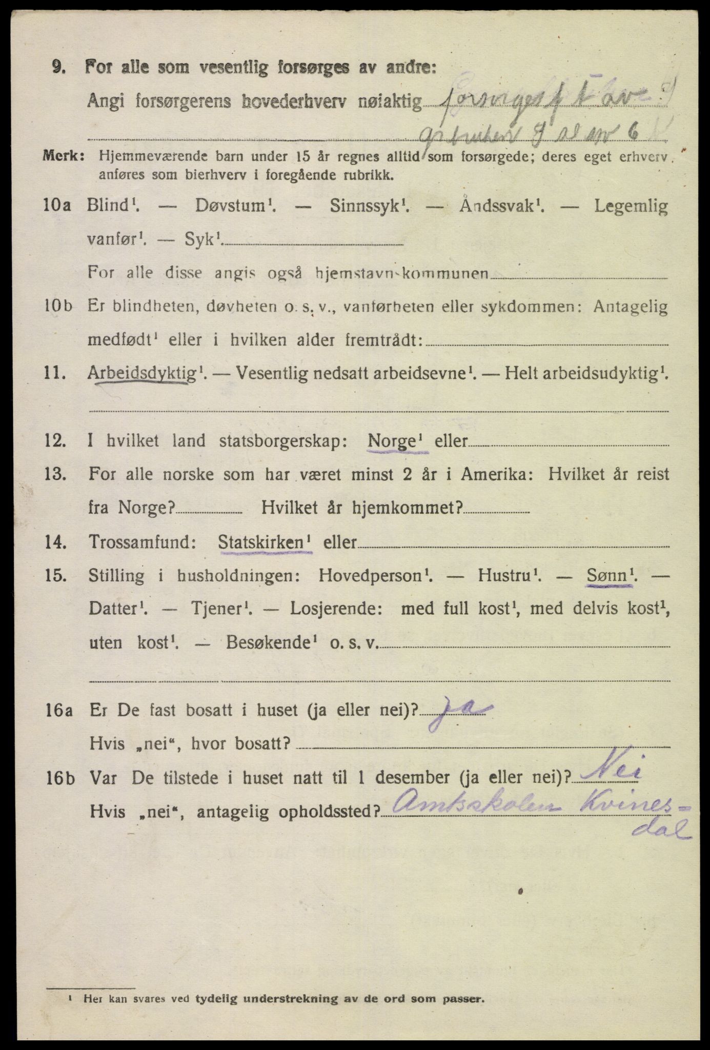 SAK, 1920 census for Fjotland, 1920, p. 1817