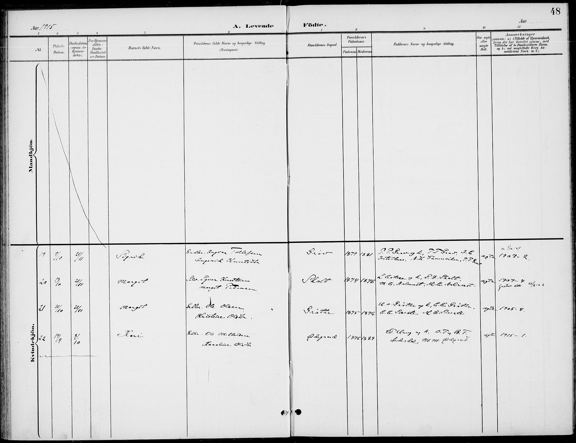 Gol kirkebøker, AV/SAKO-A-226/F/Fb/L0002: Parish register (official) no. II 2, 1900-1921, p. 48