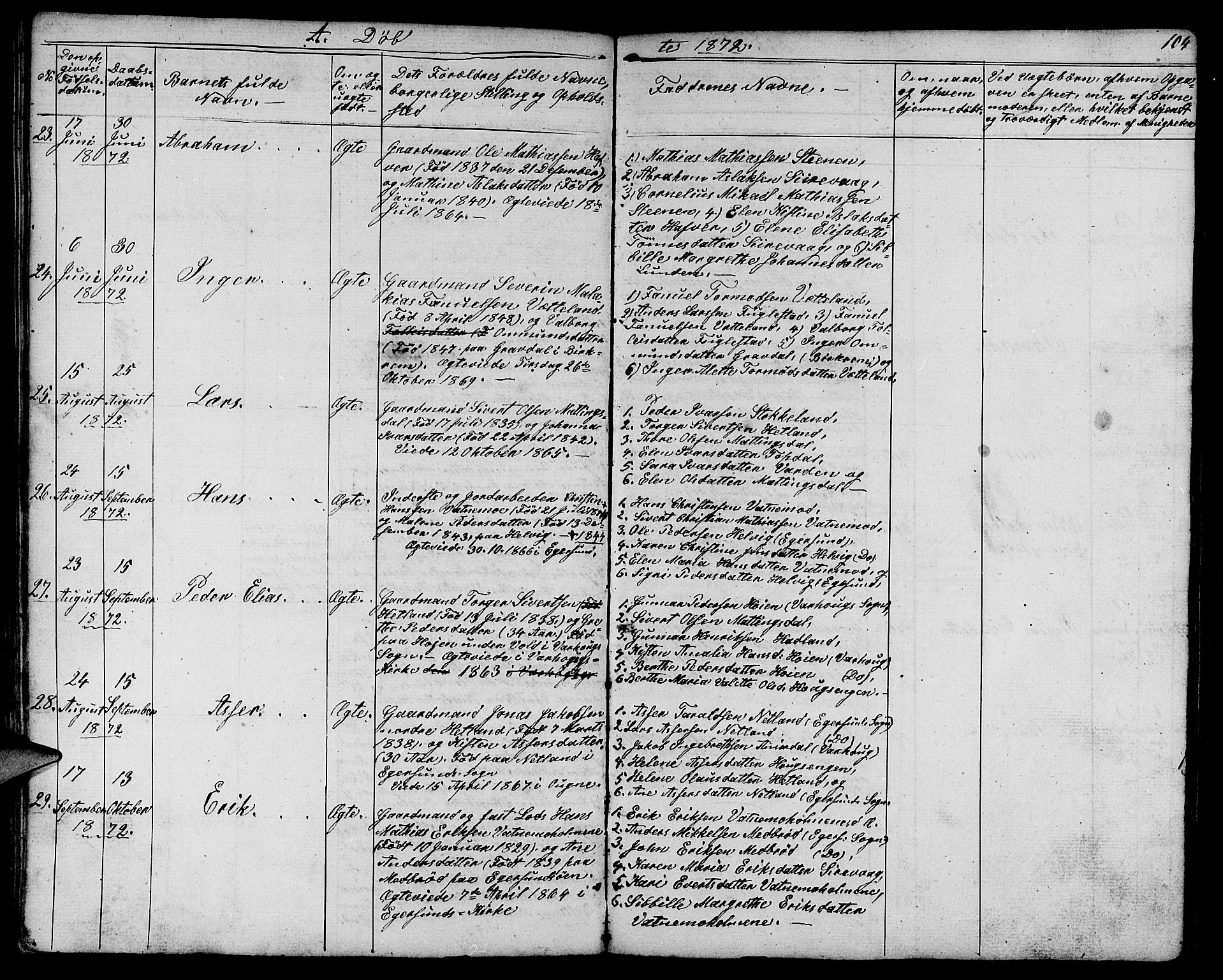 Eigersund sokneprestkontor, AV/SAST-A-101807/S09/L0003: Parish register (copy) no. B 3, 1846-1875, p. 104