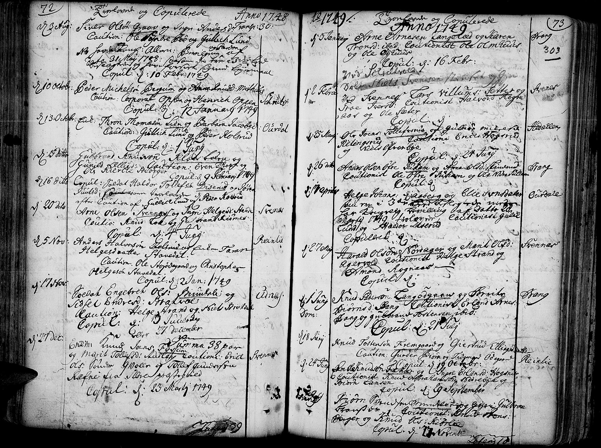 Aurdal prestekontor, SAH/PREST-126/H/Ha/Haa/L0004: Parish register (official) no. 4, 1730-1762, p. 72-73