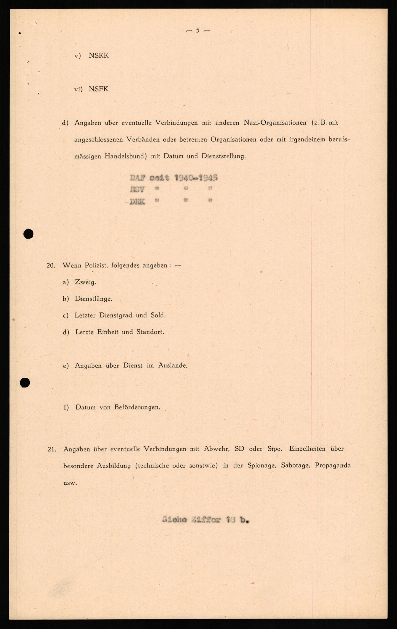 Forsvaret, Forsvarets overkommando II, RA/RAFA-3915/D/Db/L0023: CI Questionaires. Tyske okkupasjonsstyrker i Norge. Tyskere., 1945-1946, p. 434