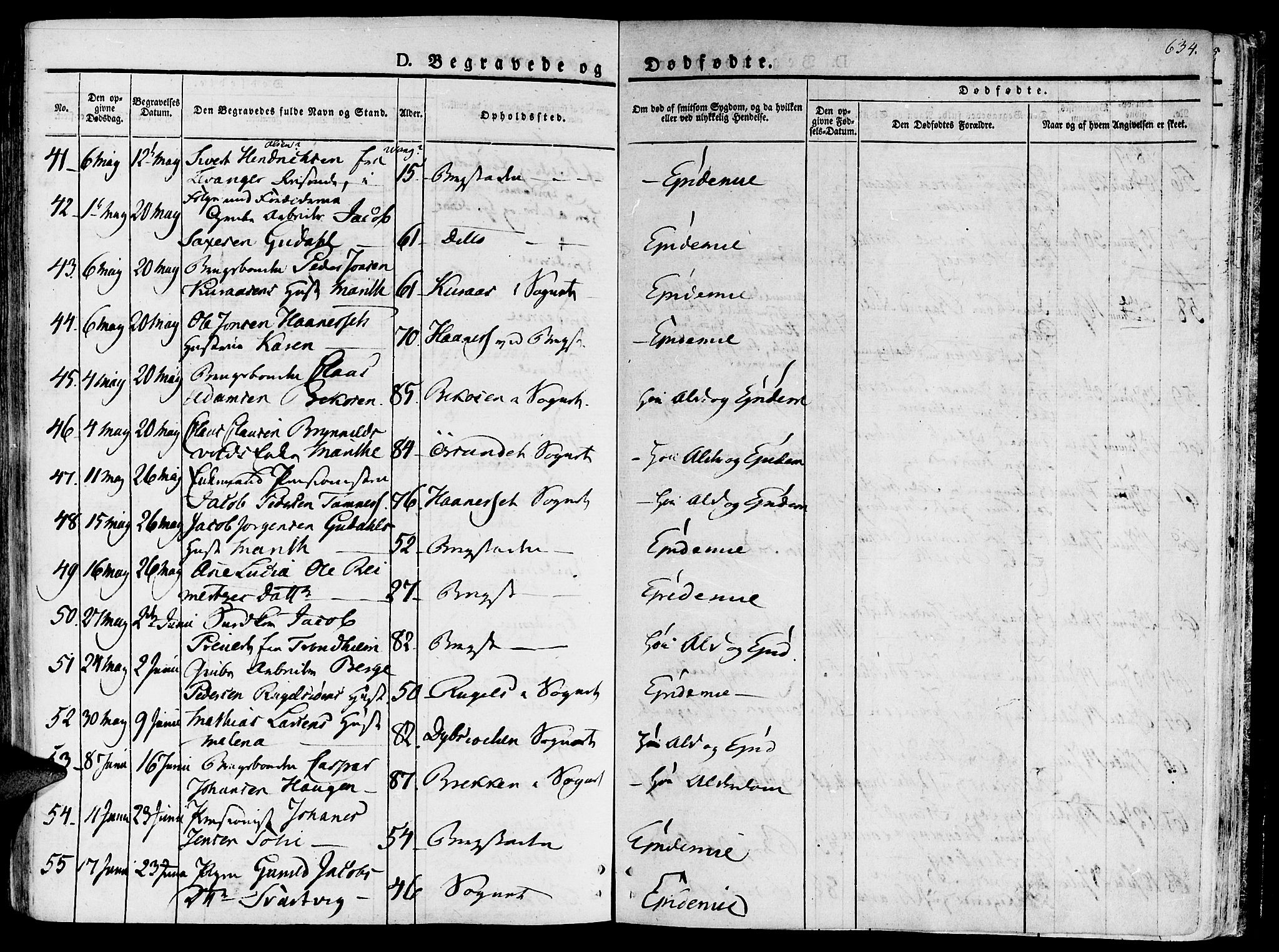 Ministerialprotokoller, klokkerbøker og fødselsregistre - Sør-Trøndelag, AV/SAT-A-1456/681/L0930: Parish register (official) no. 681A08, 1829-1844, p. 634